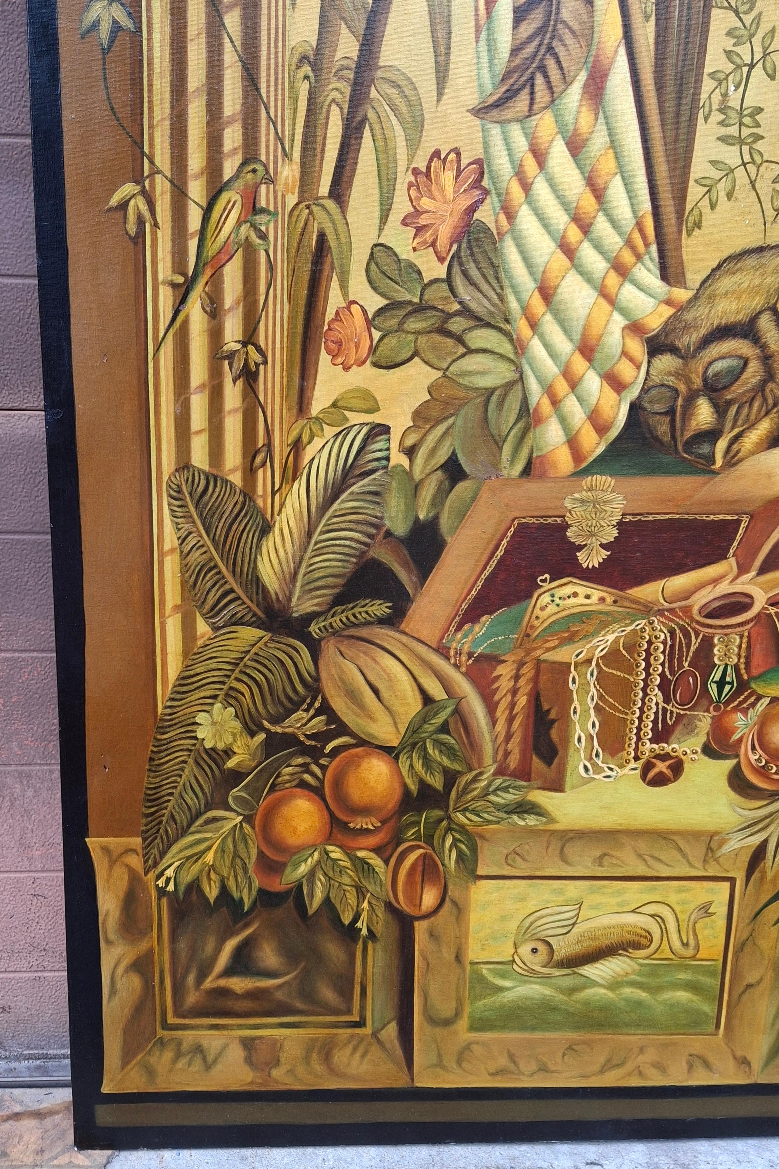 Maitland Smith Large Oil Hand Painted Canvas on Wood Panel (20. Jahrhundert) im Angebot