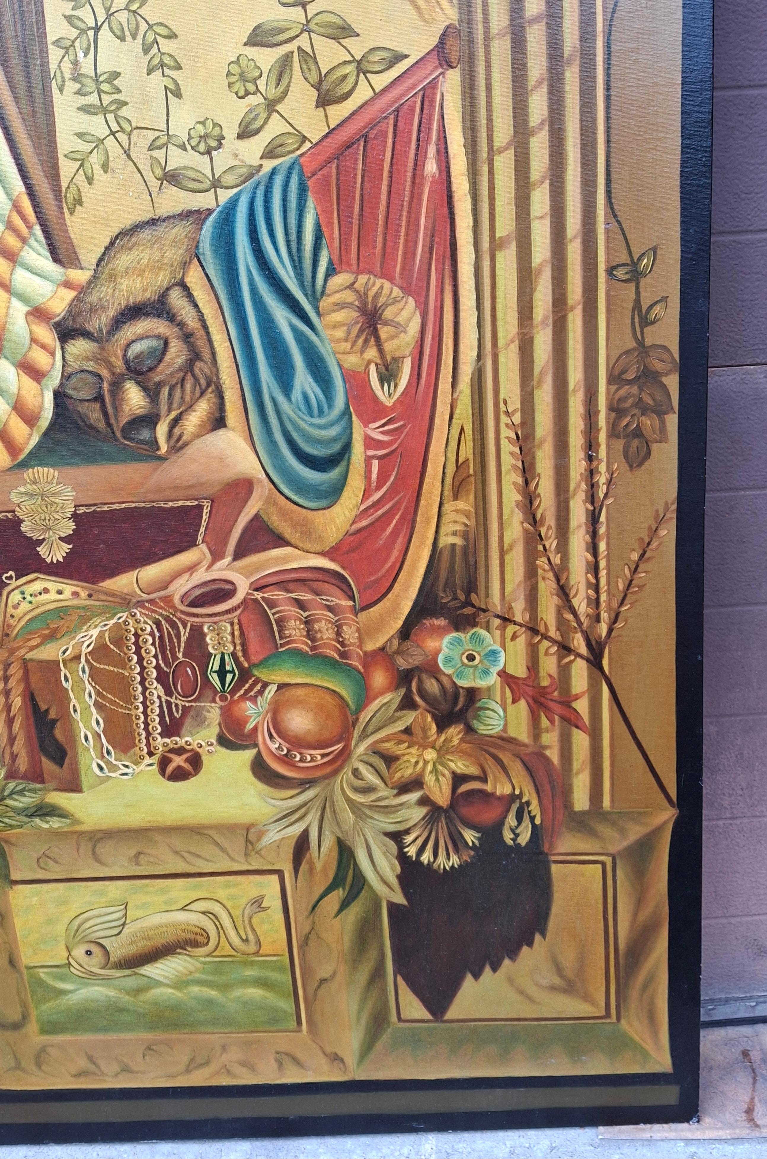 Maitland Smith Large Oil Hand Painted Canvas on Wood Panel (Leinwand) im Angebot