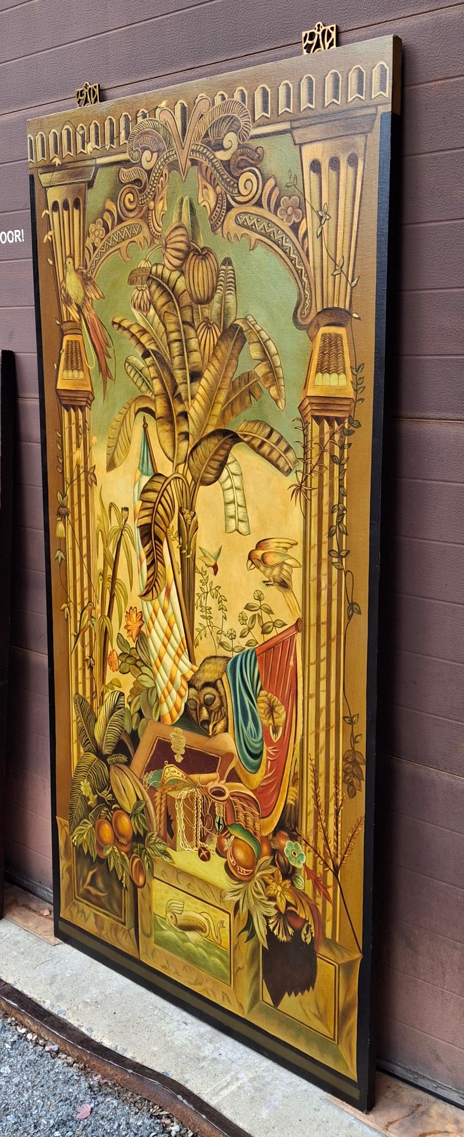 Maitland Smith Large Oil Hand Painted Canvas on Wood Panel im Angebot 1