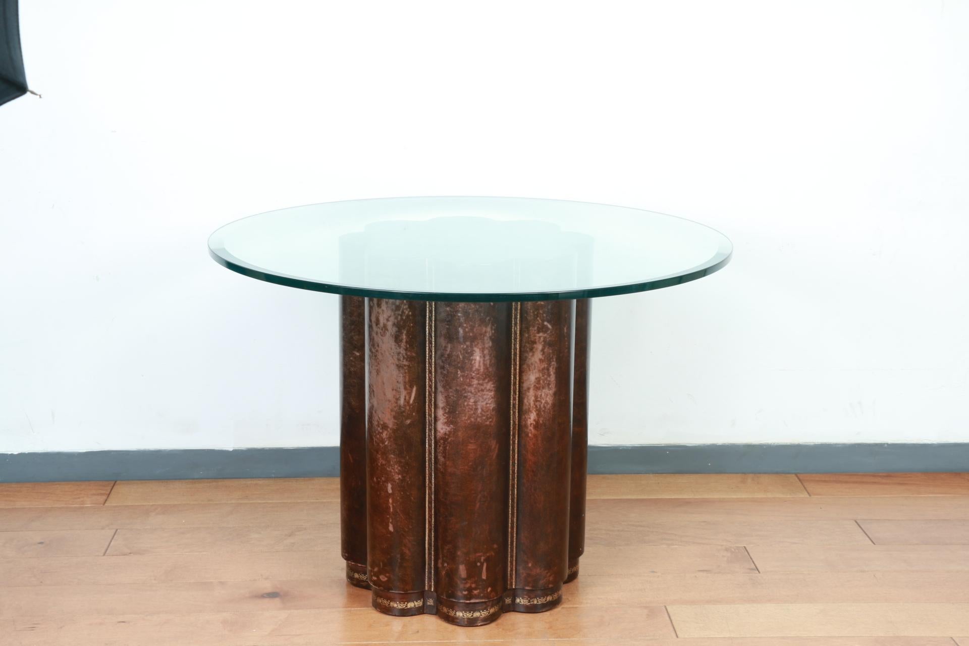 Maitland Smith Leather and Glass Center Table For Sale 4