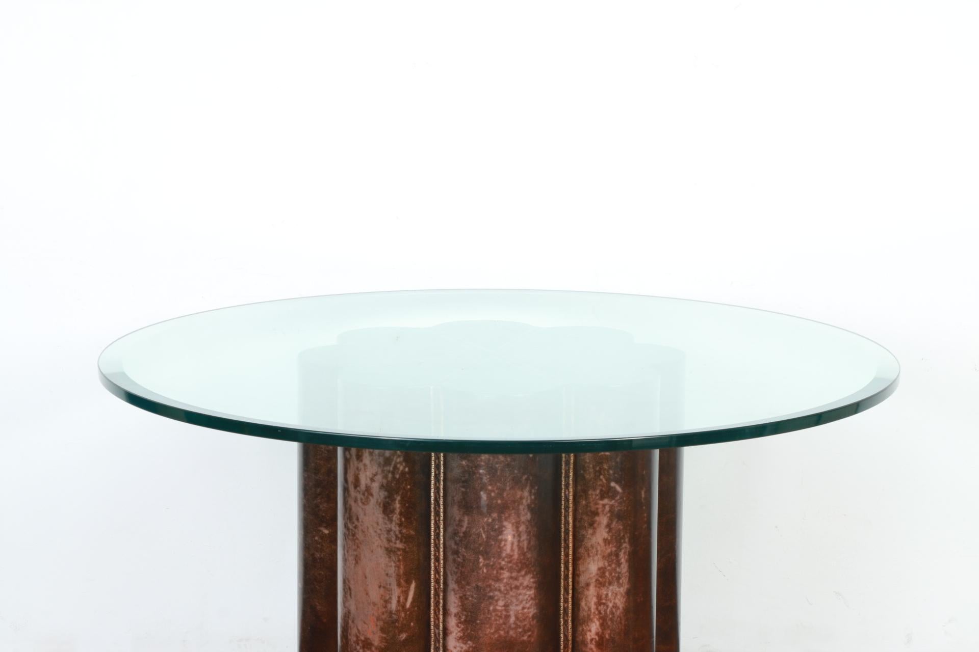 Maitland Smith Leather and Glass Center Table For Sale 2