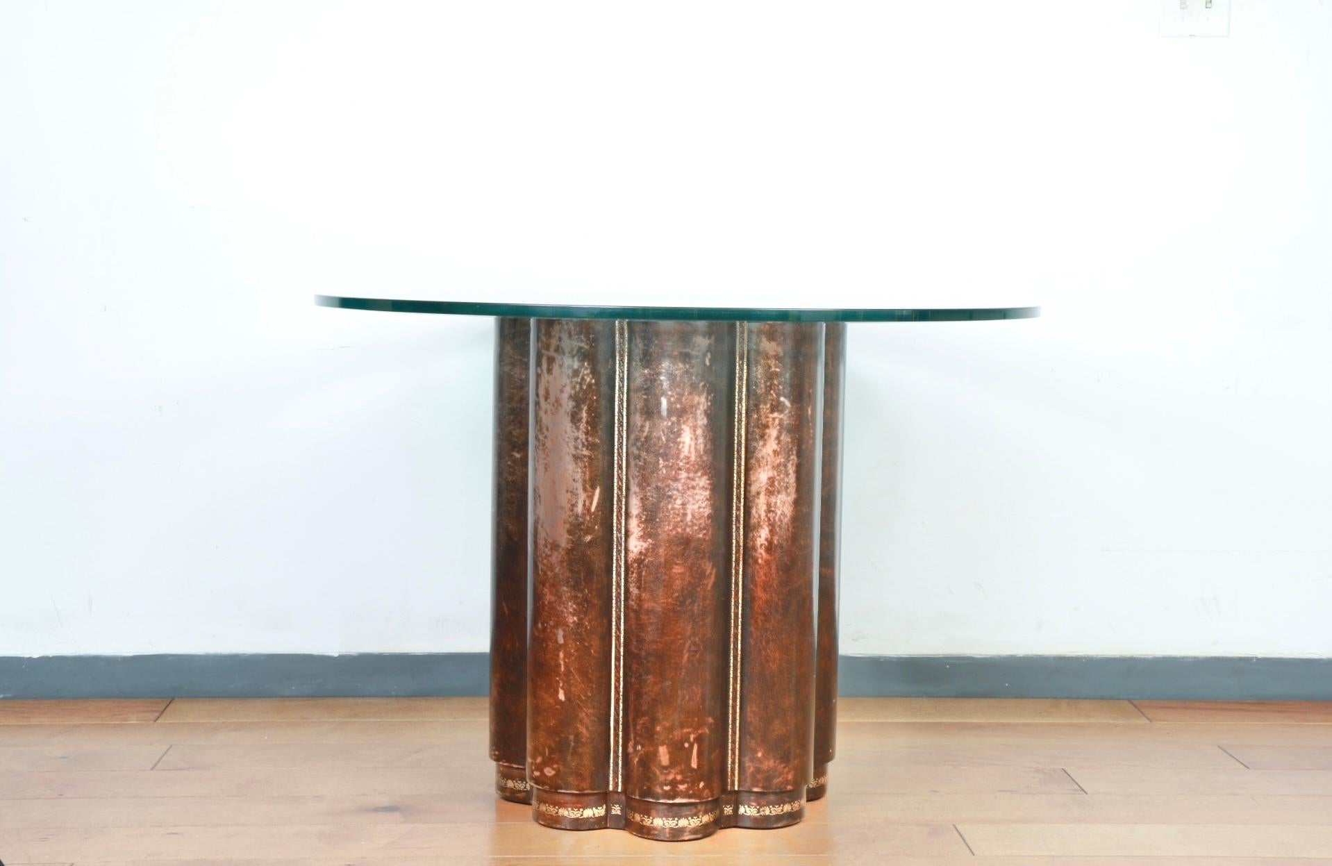 Maitland Smith Leather and Glass Center Table For Sale 3