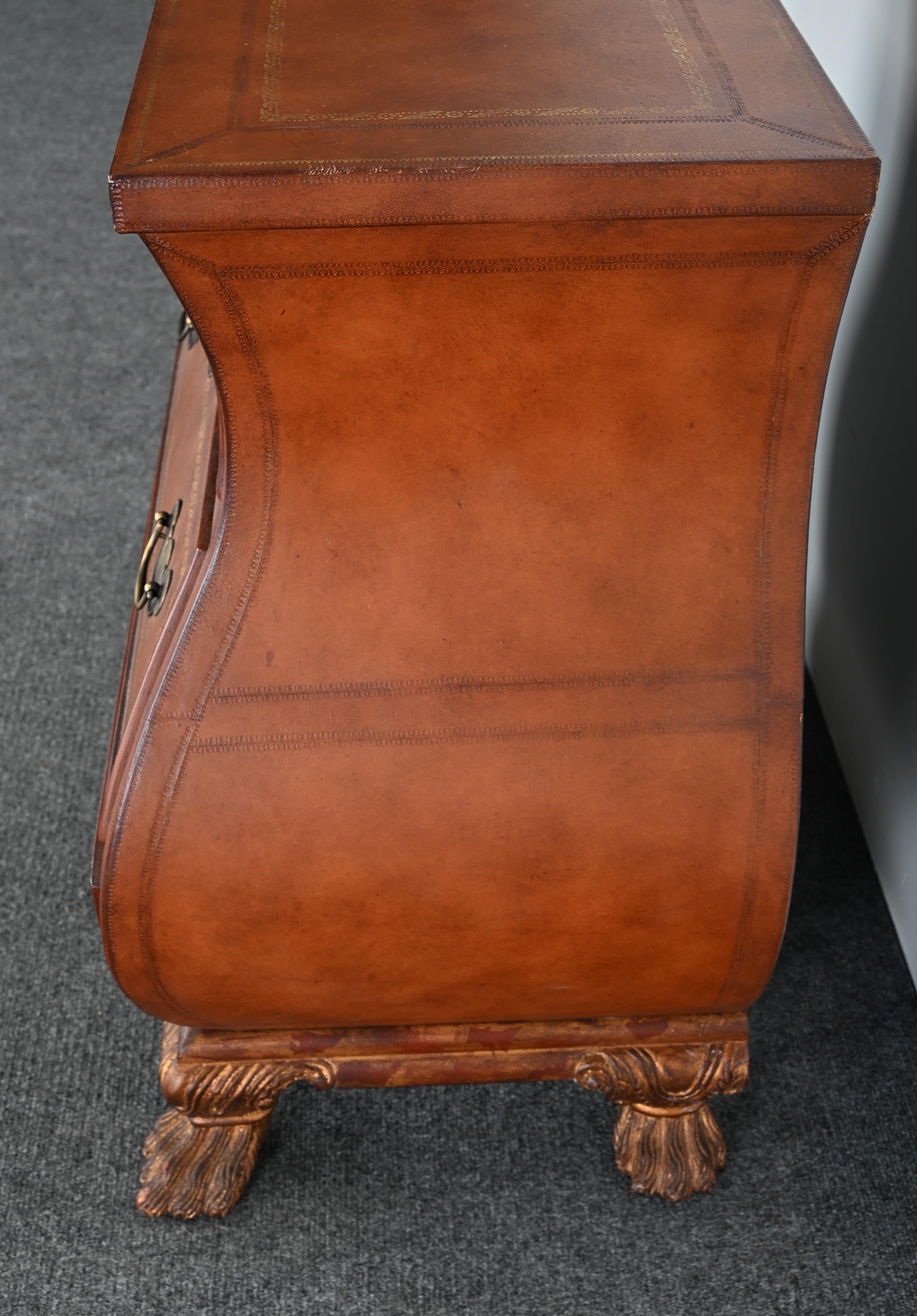 Maitland Smith Leather Bombe Baker-Style Chest For Sale 5