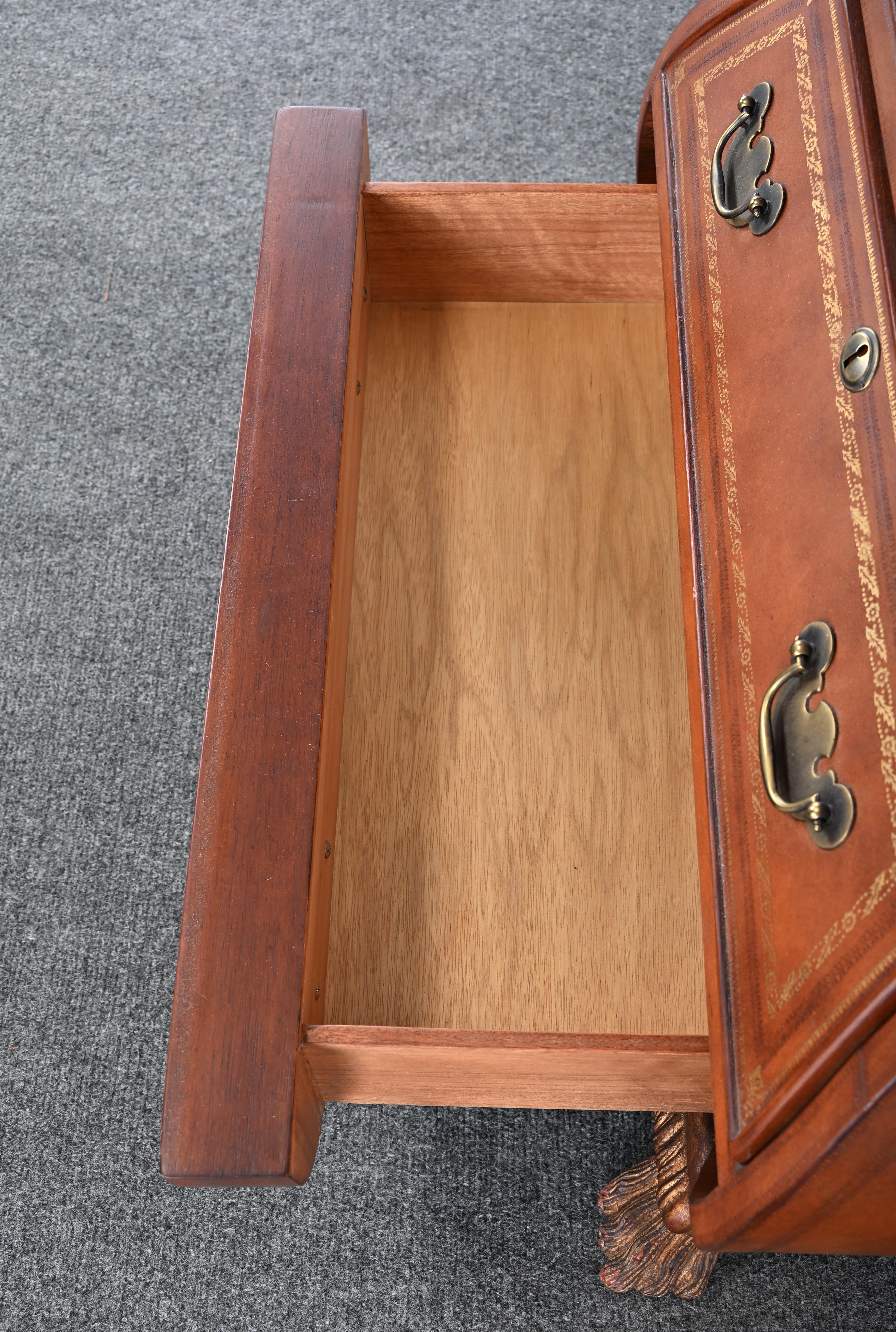 Maitland Smith Leather Bombe Baker-Style Chest For Sale 10
