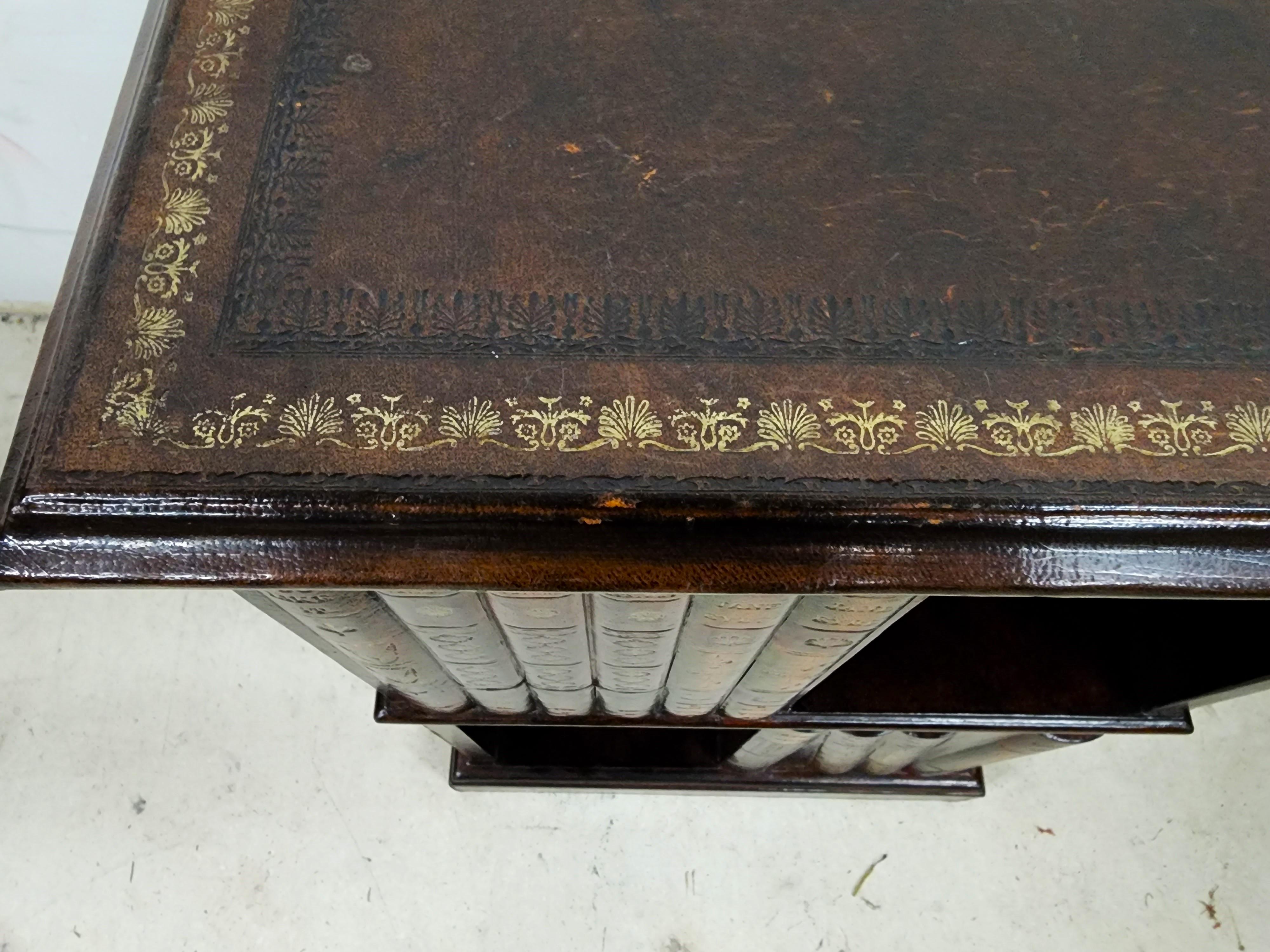 Maitland Smith Leather Book Nightstand Side Table For Sale 6