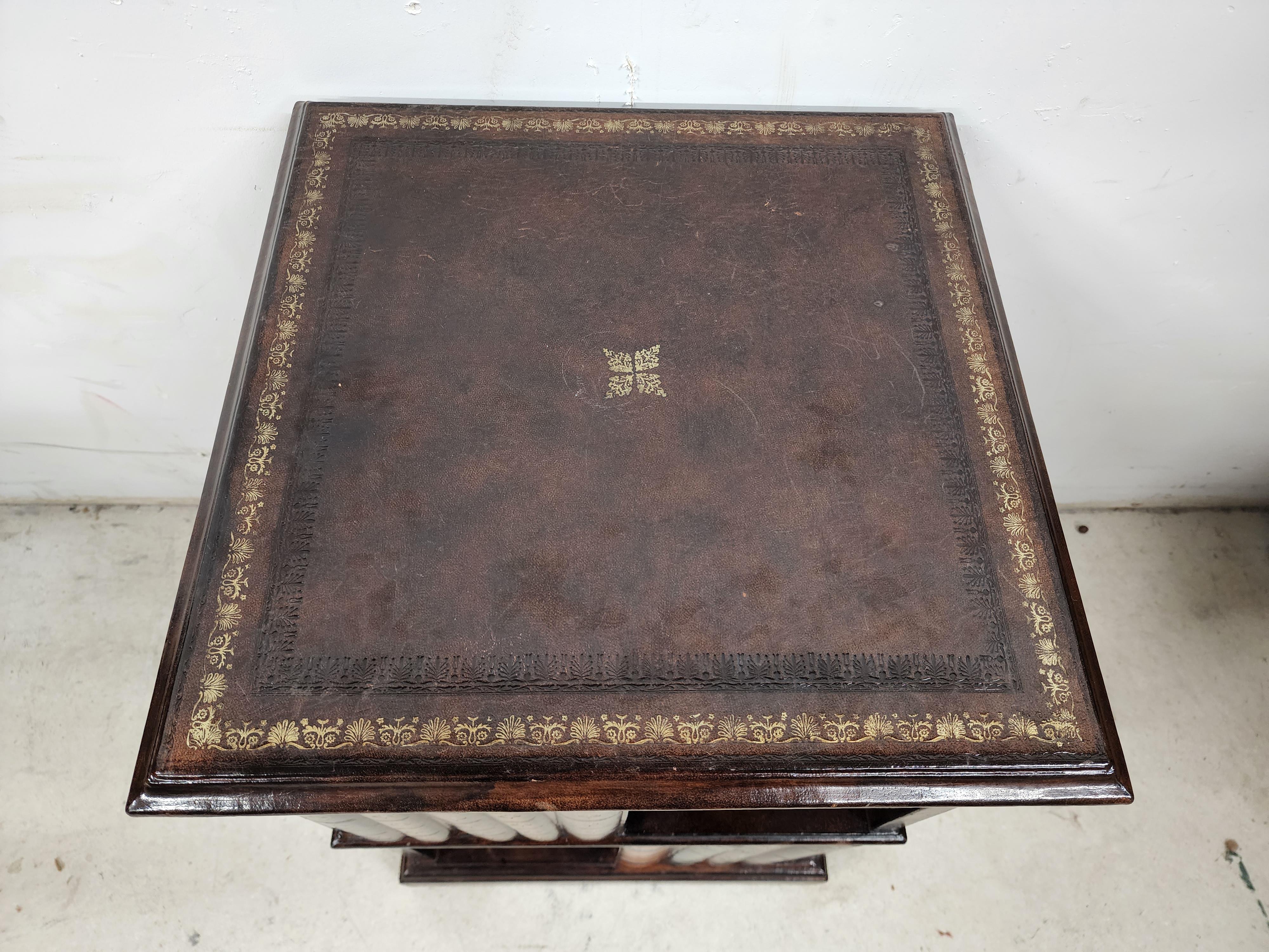 Maitland Smith Leather Book Nightstand Side Table For Sale 2