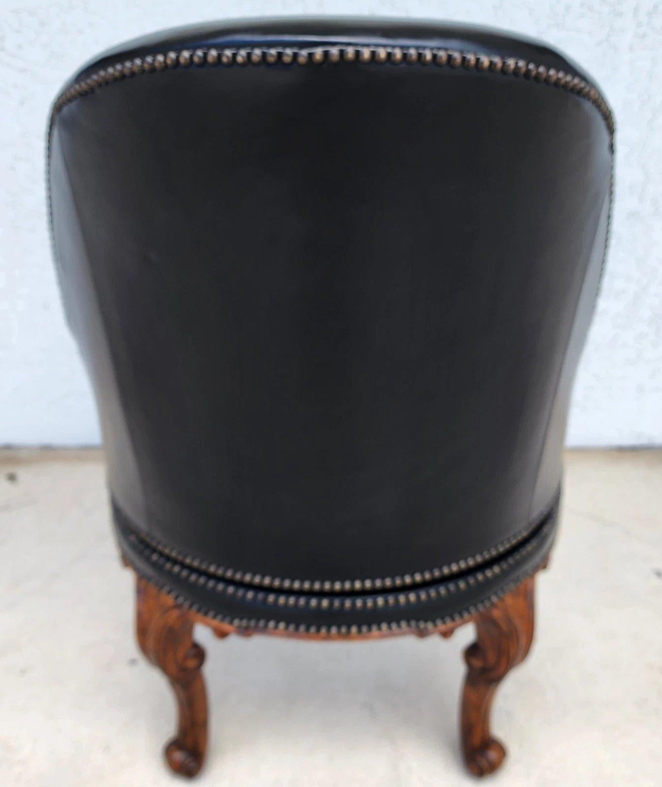 Maitland Smith Leather Chair Swivel Game Desk For Sale 3