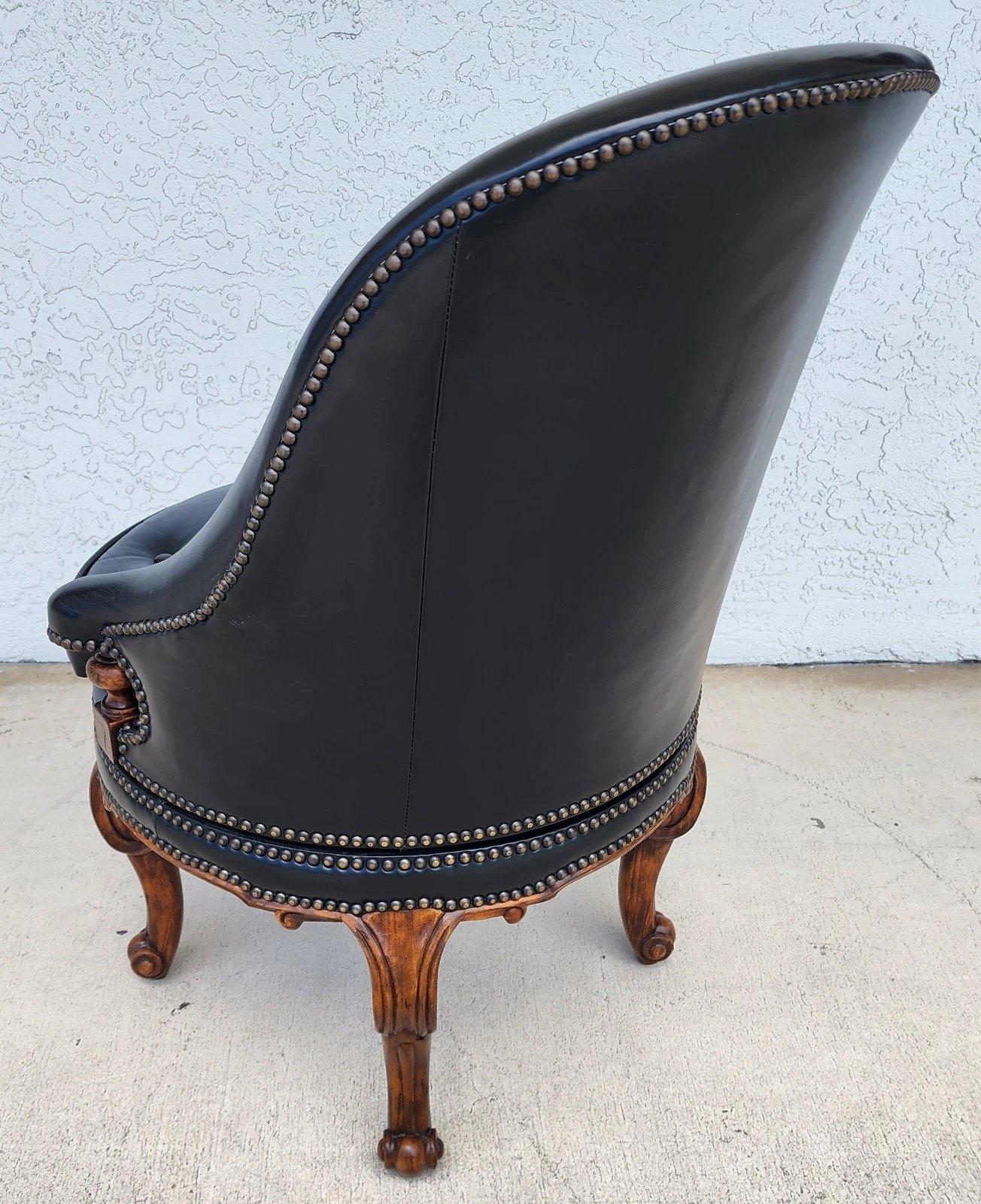 Maitland Smith Leather Chair Swivel Game Desk For Sale 4