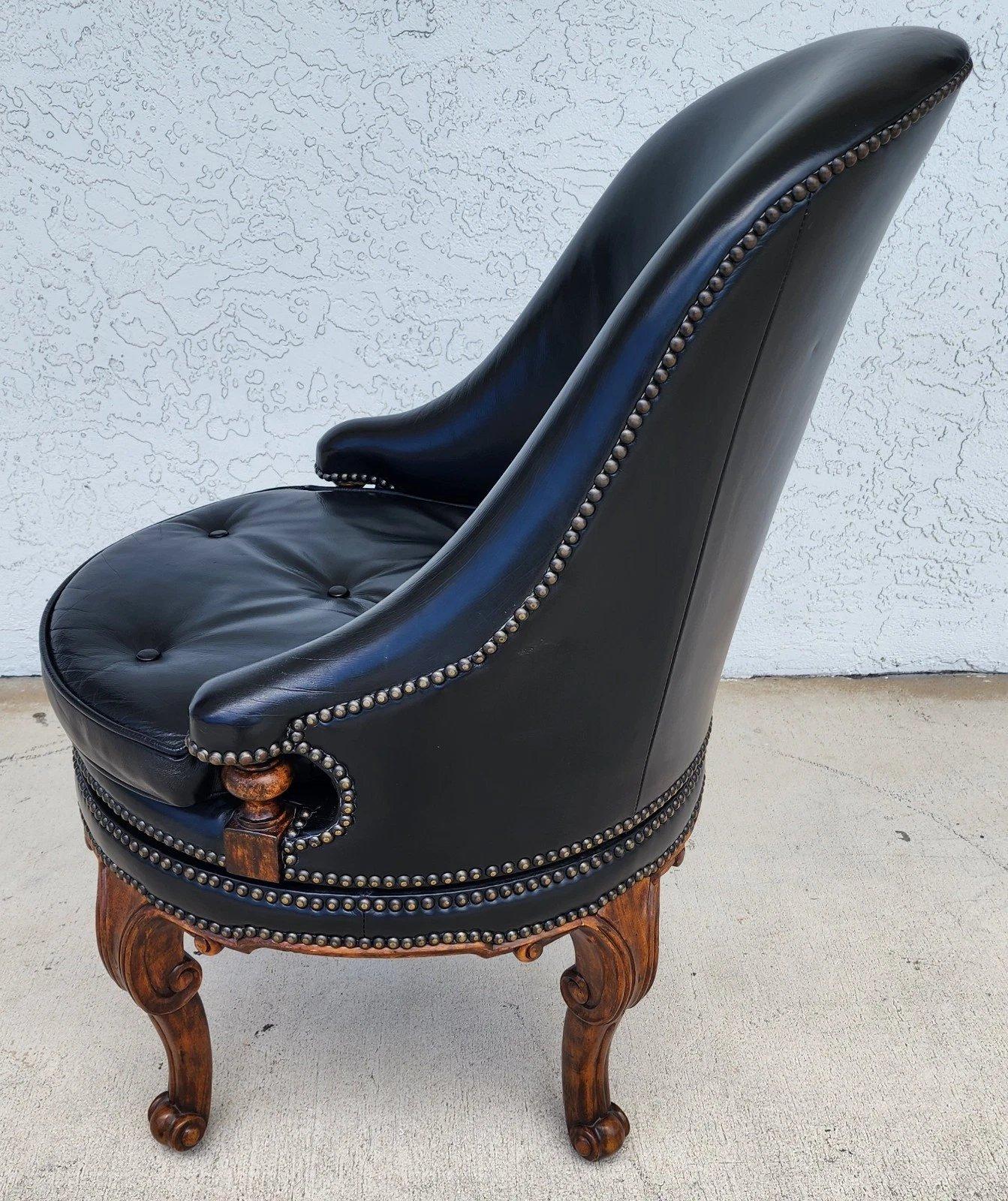 Maitland Smith Leather Chair Swivel Game Desk For Sale 5