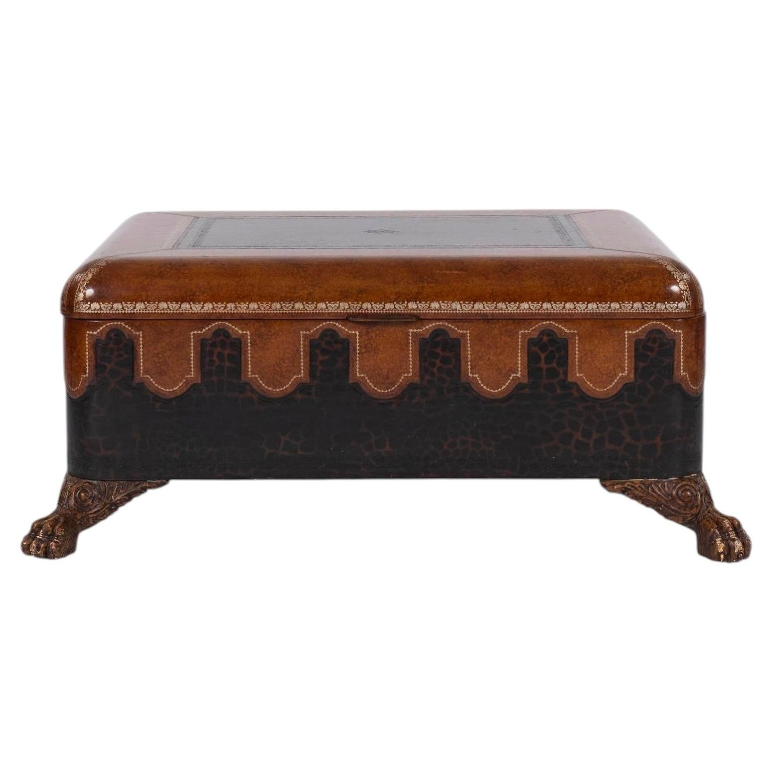 Maitland-Smith Leather Clad Chest Cocktail Table
