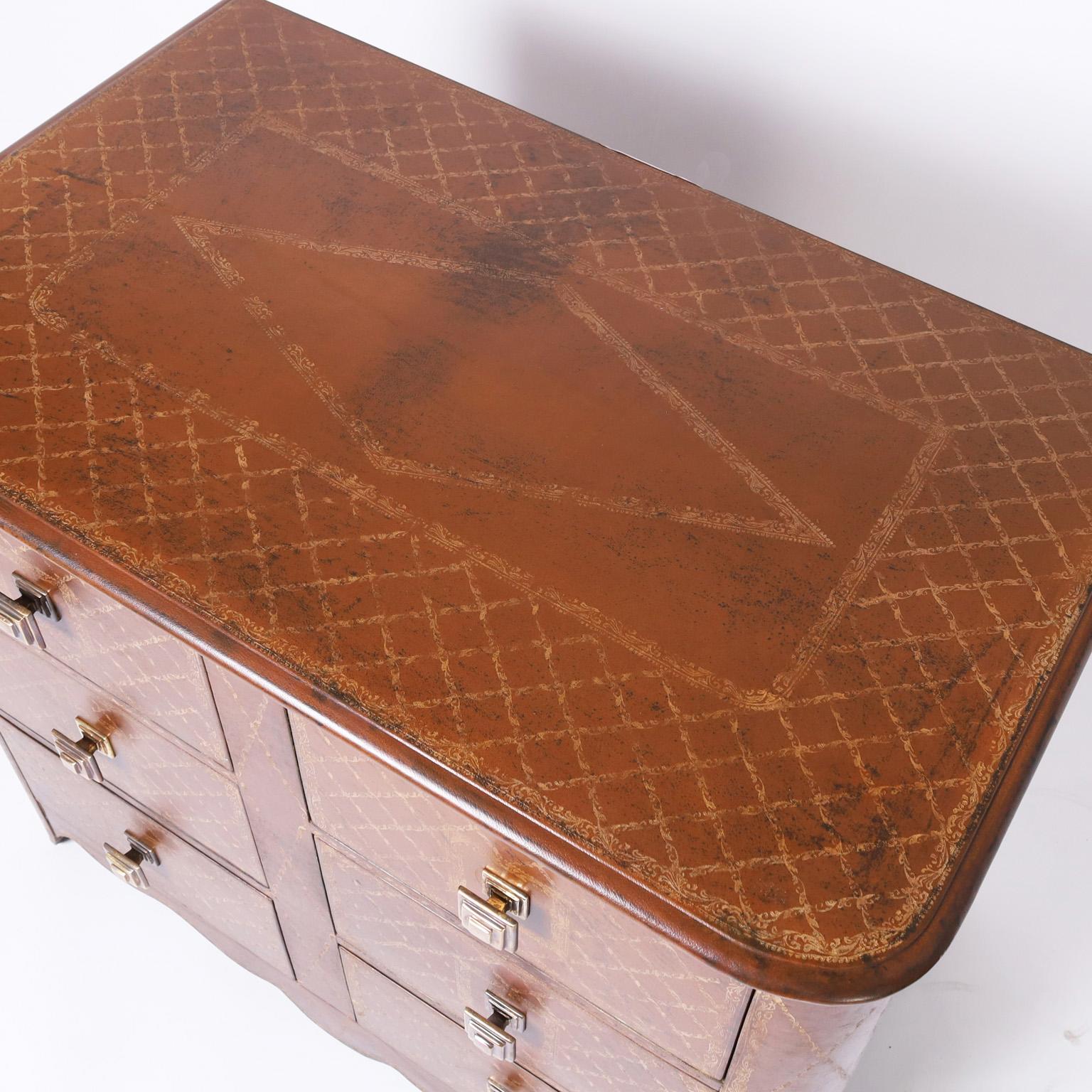 Thai Maitland-Smith Leather Clad Chest or Commode