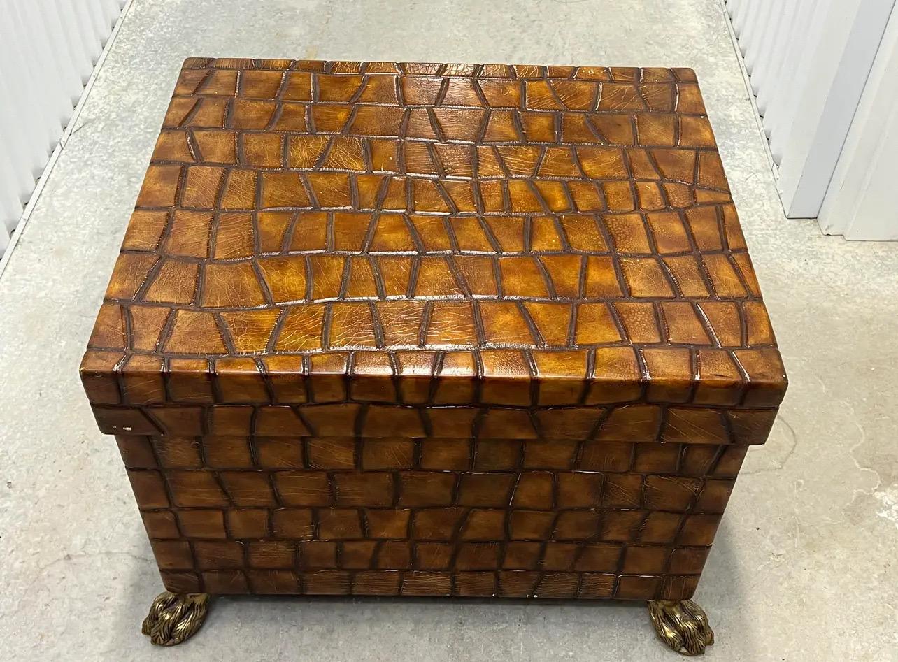 Maitland Smith Leather Claw Foot Trunk Coffee Table 6