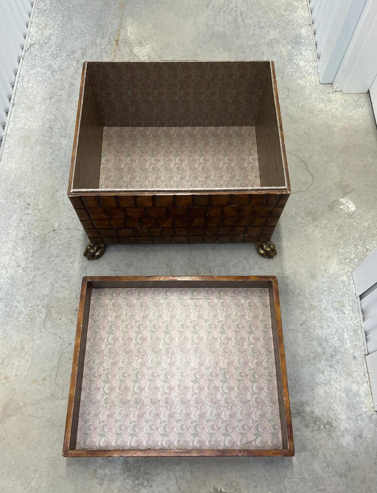 Maitland Smith Leather Claw Foot Trunk Coffee Table 7