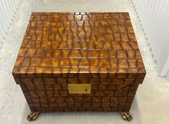 Maitland Smith Leather Claw Foot Trunk Coffee Table