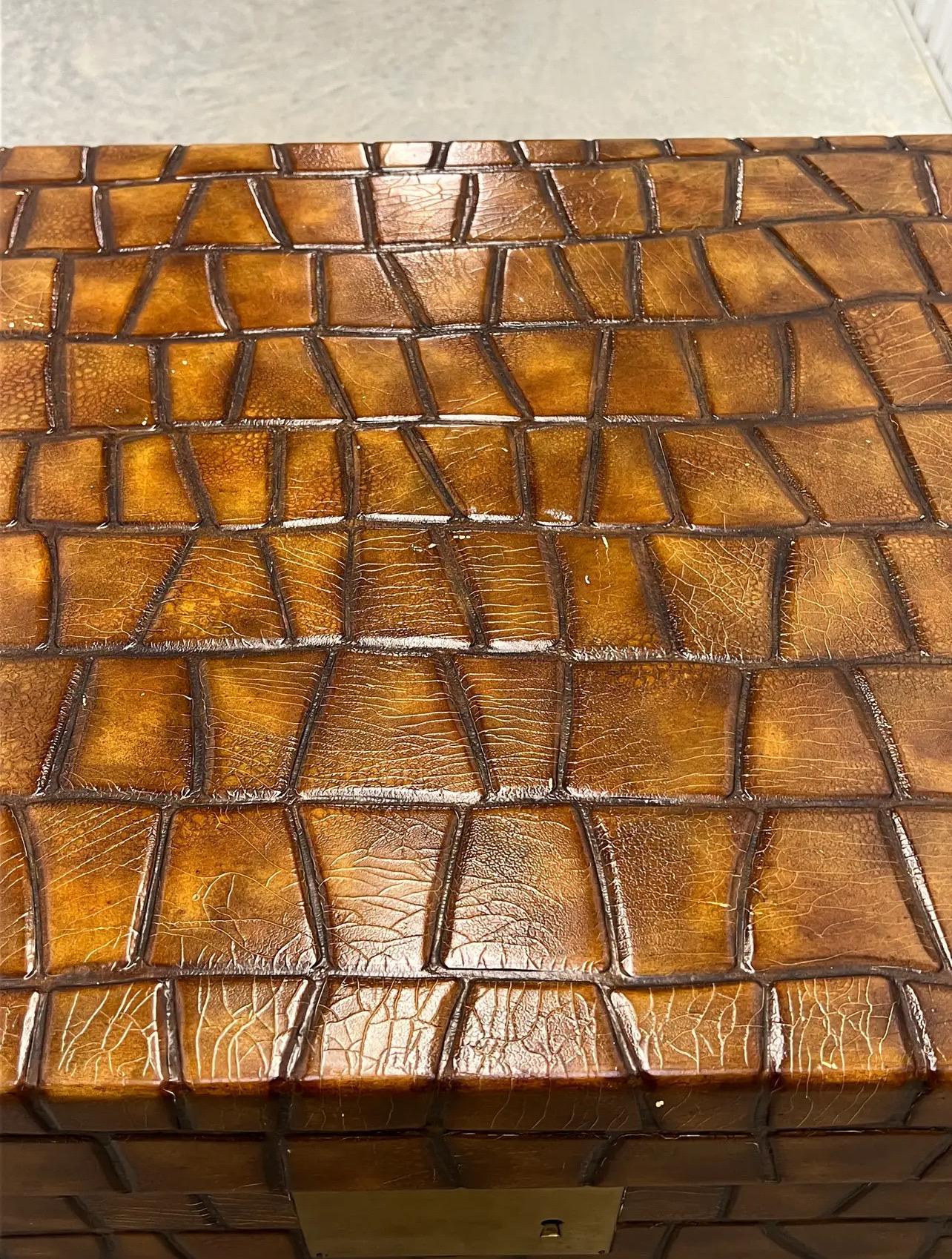 Unknown Maitland Smith Leather Claw Foot Trunk Coffee Table
