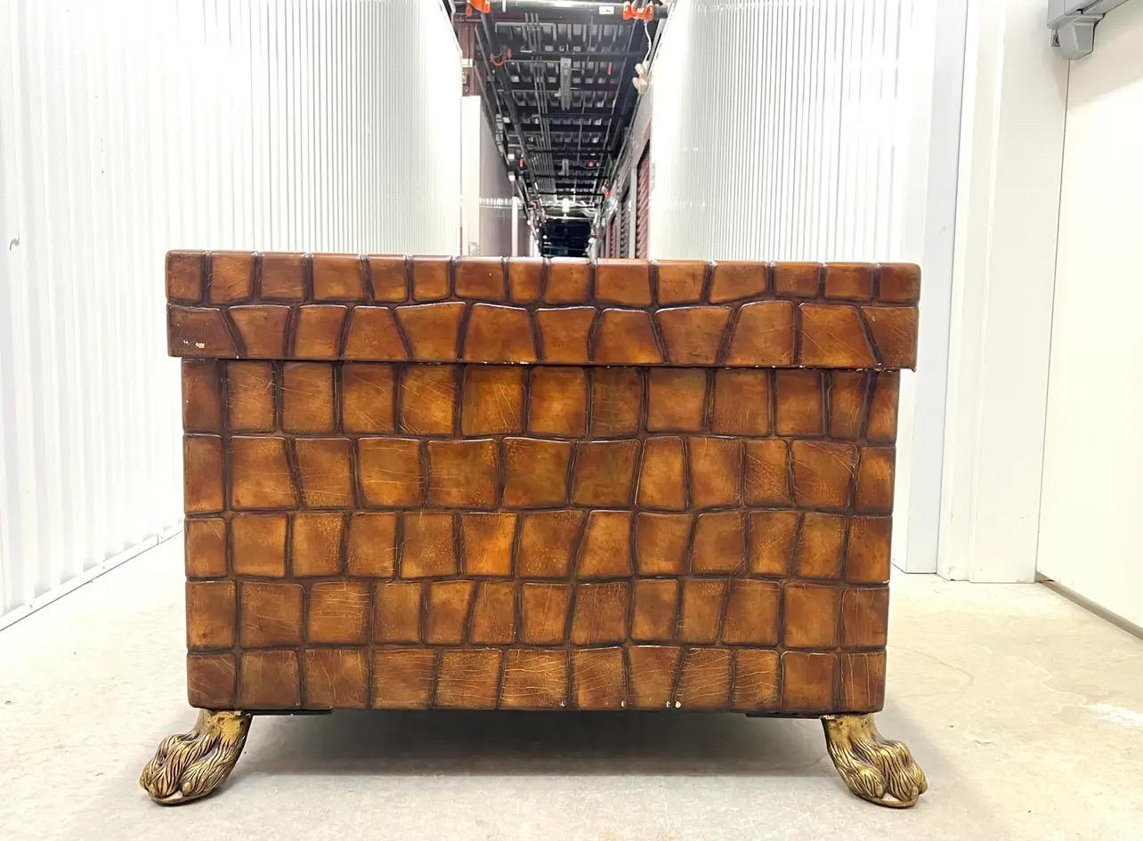 Maitland Smith Leather Claw Foot Trunk Coffee Table 4
