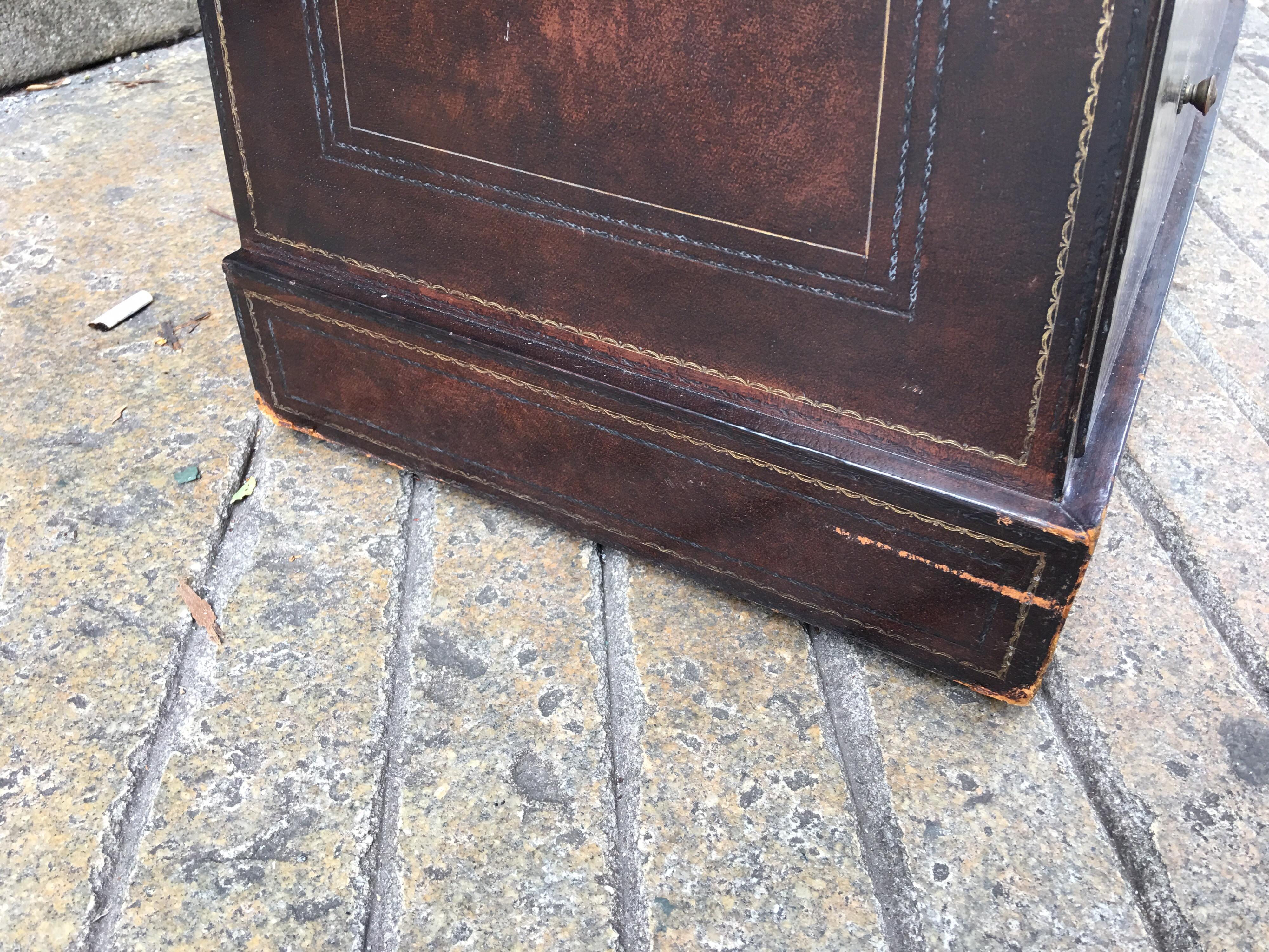 Maitland Smith Leather Covered Tall Dresser 3
