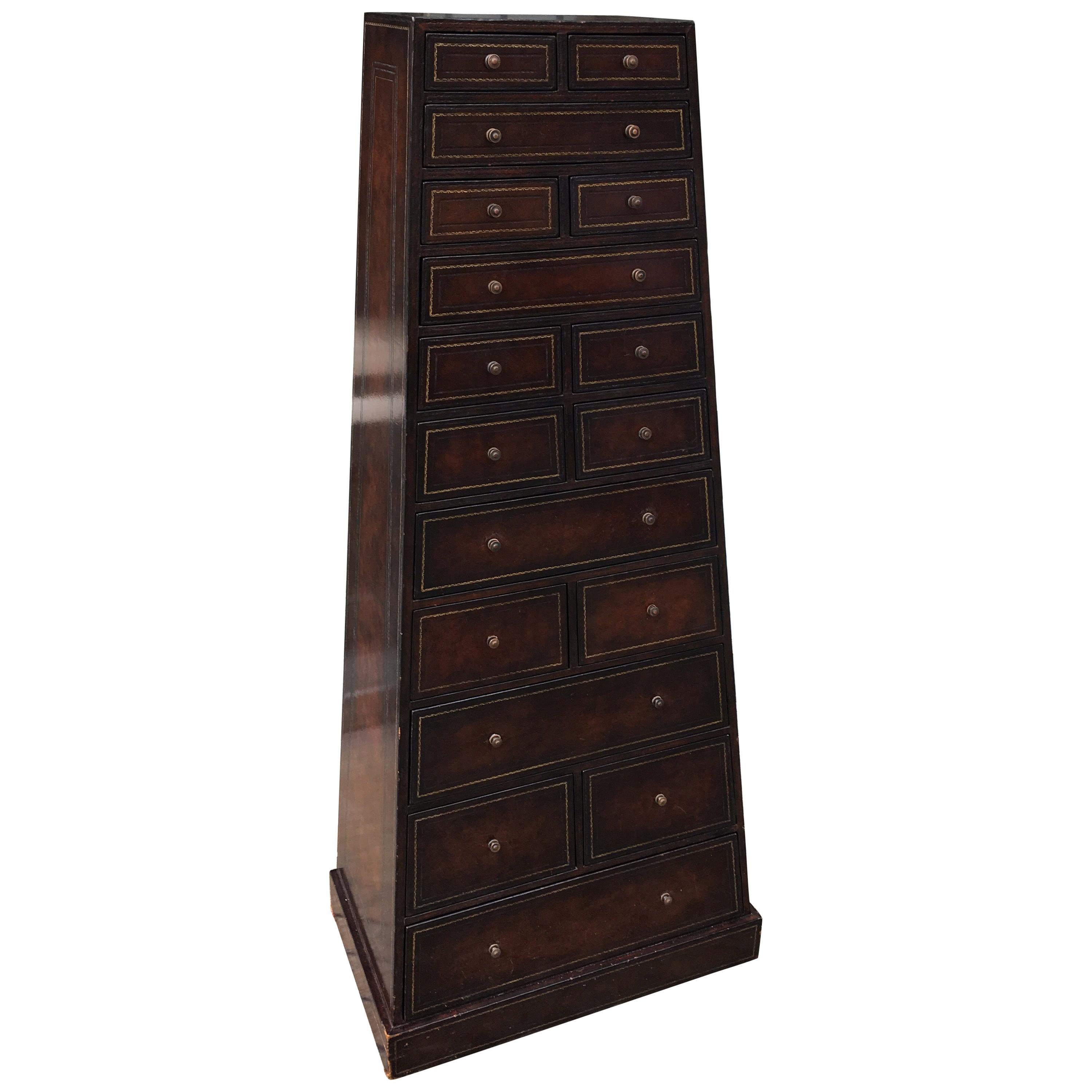 Maitland Smith Leather Covered Tall Dresser