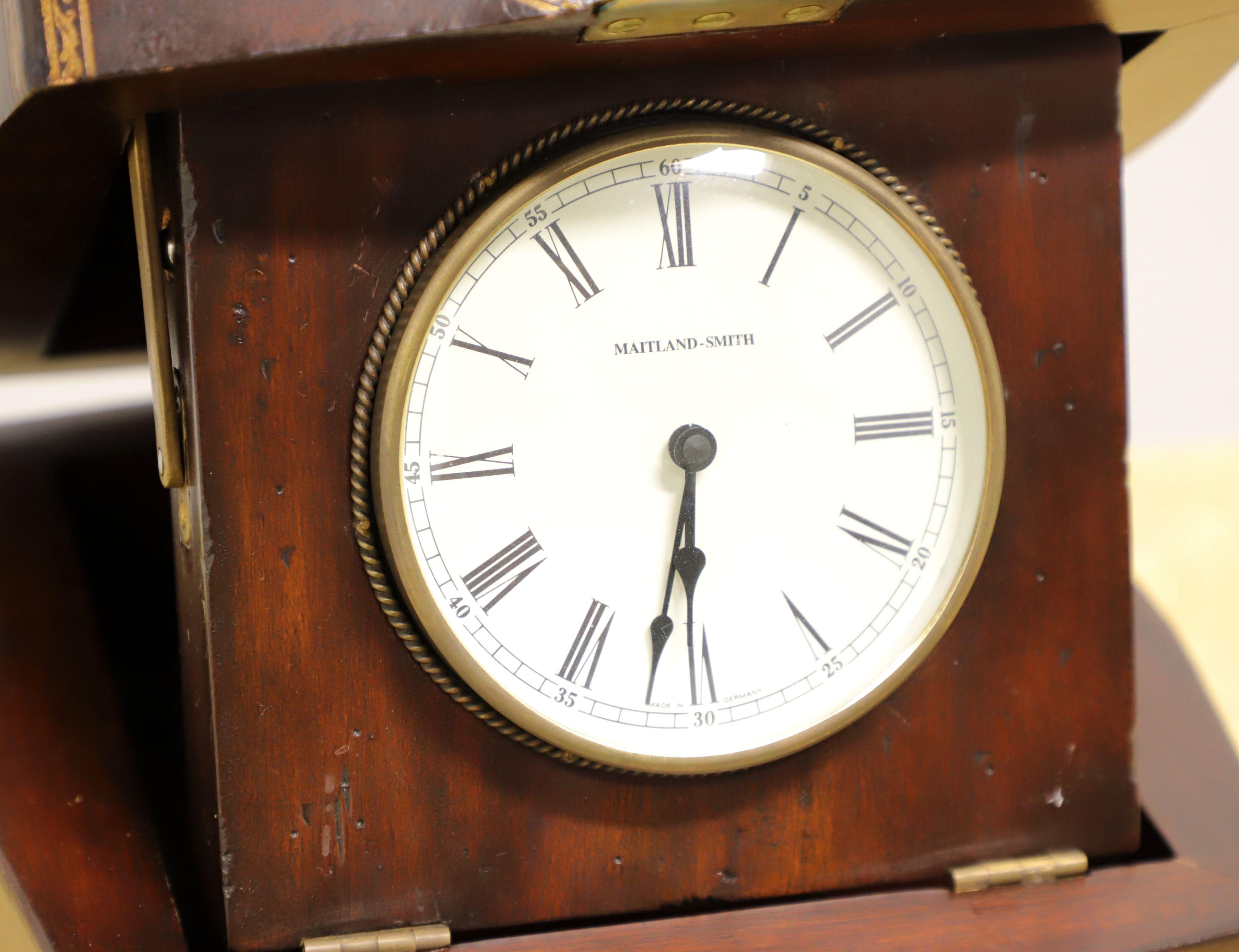 20th Century MAITLAND SMITH Leather Desk Clock