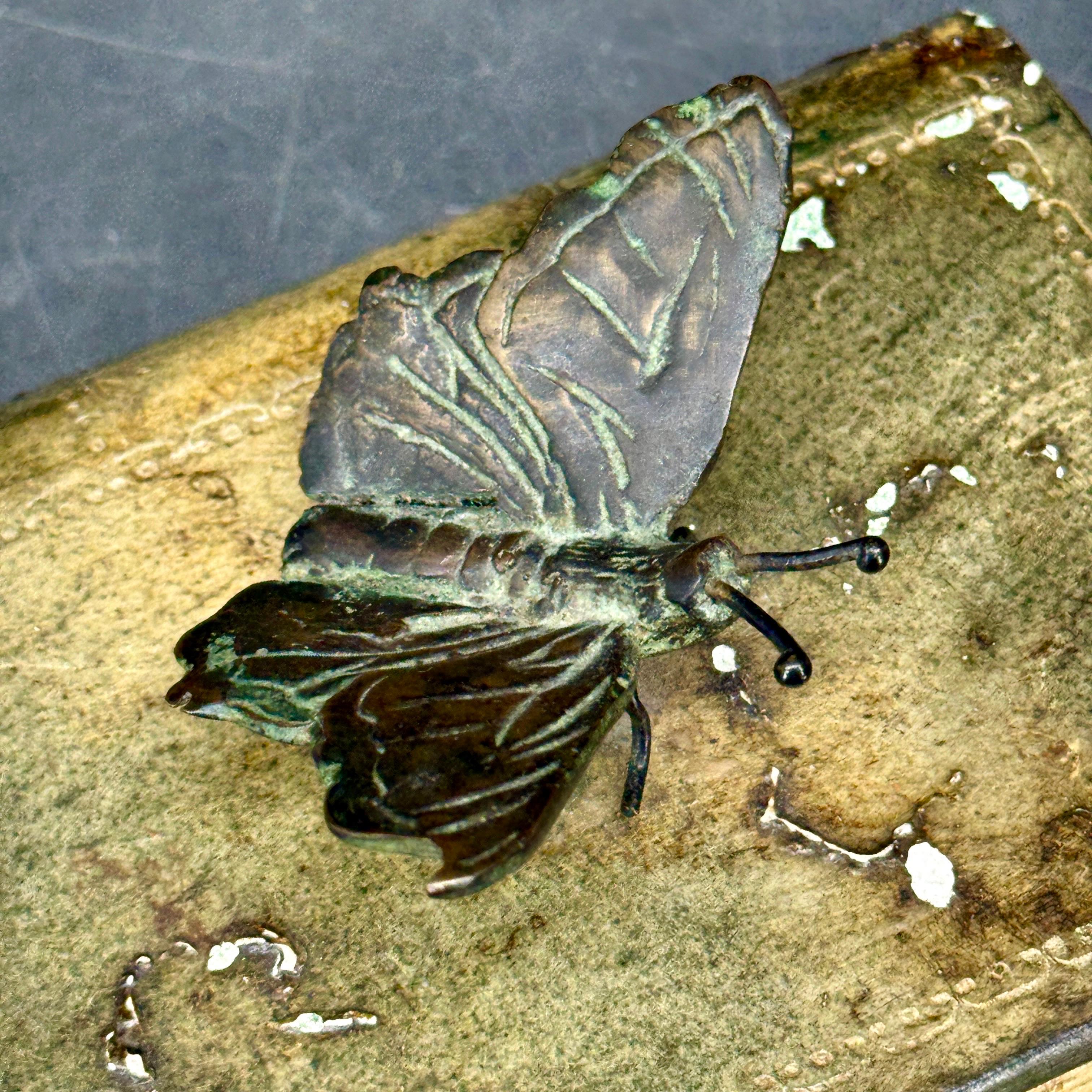 Maitland Smith, libro da scrivania in pelle, fermacarte in bronzo con farfalla in vendita 3