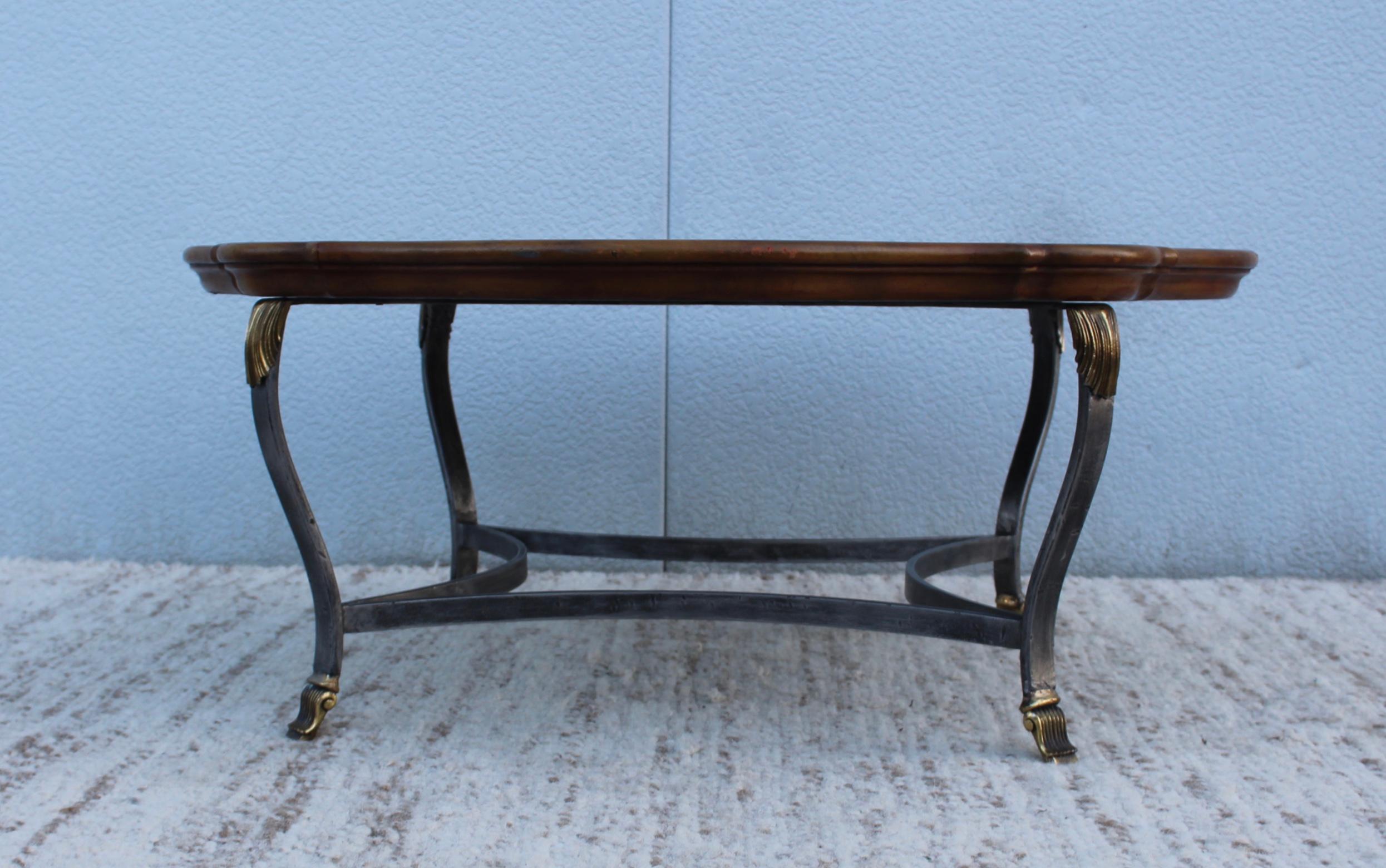 Maitland-Smith Leather Top Coffee Table In Good Condition In New York, NY