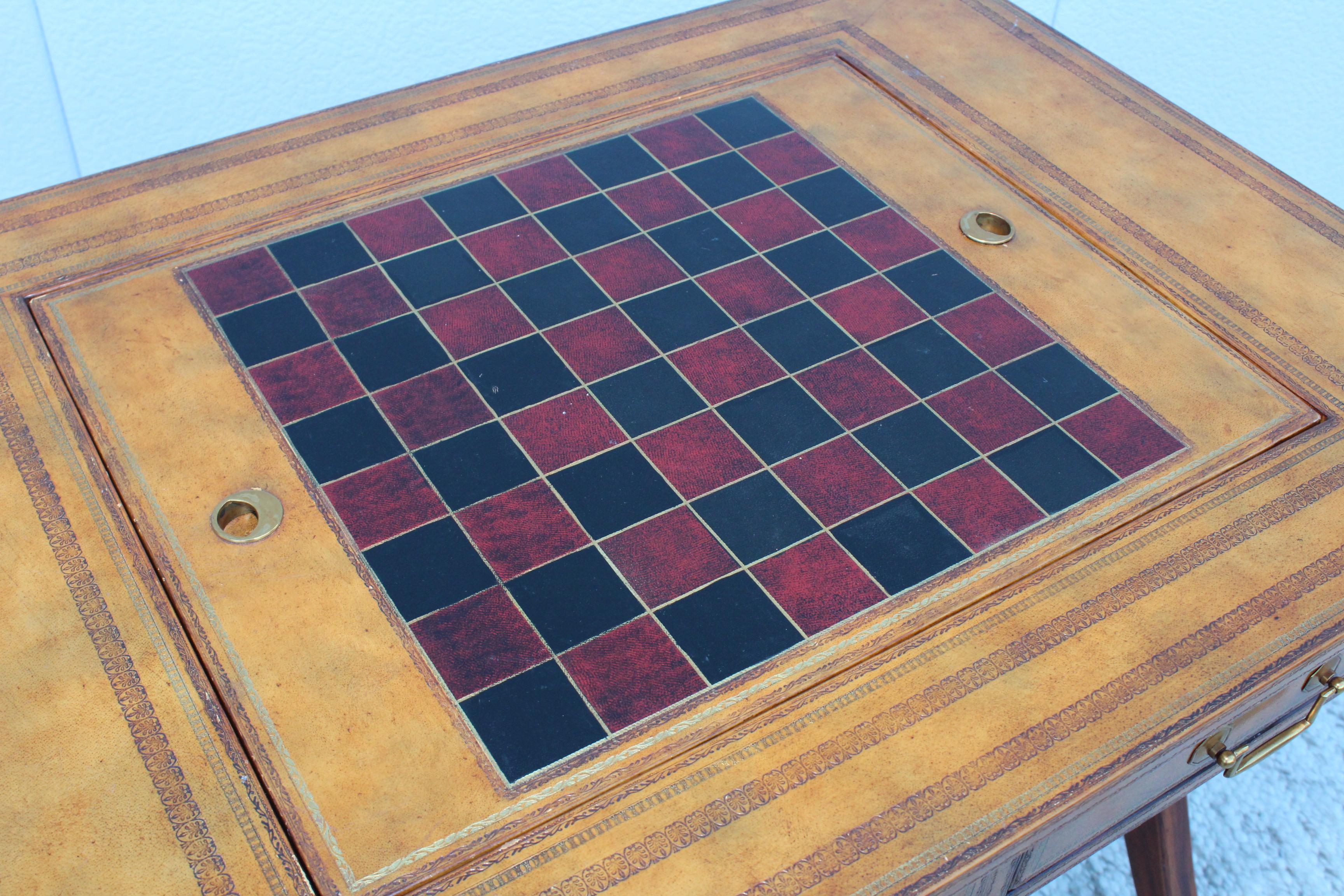 Maitland Smith Leather Top Game Table 4