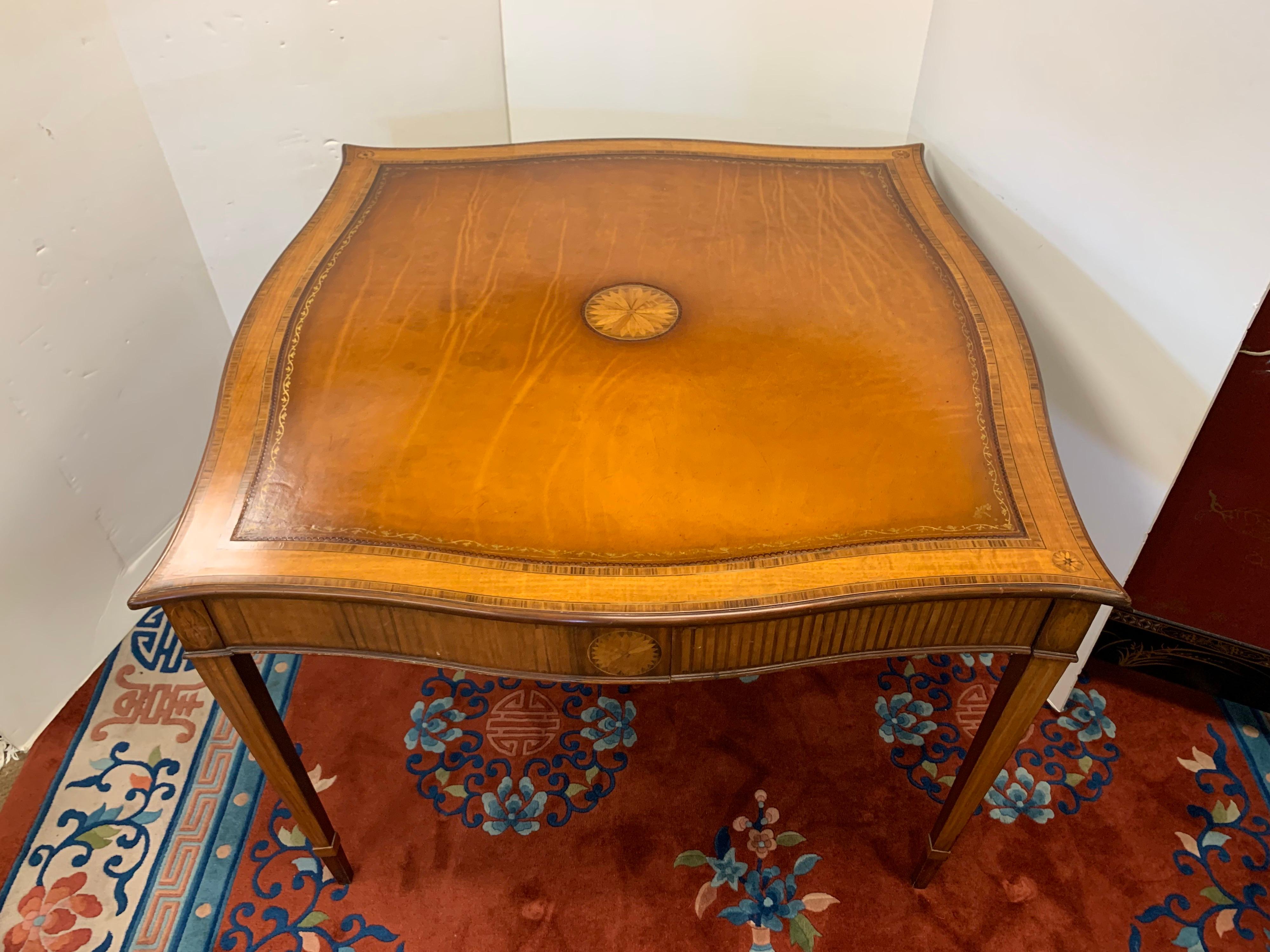 Maitland Smith Leather Top Game Table 1