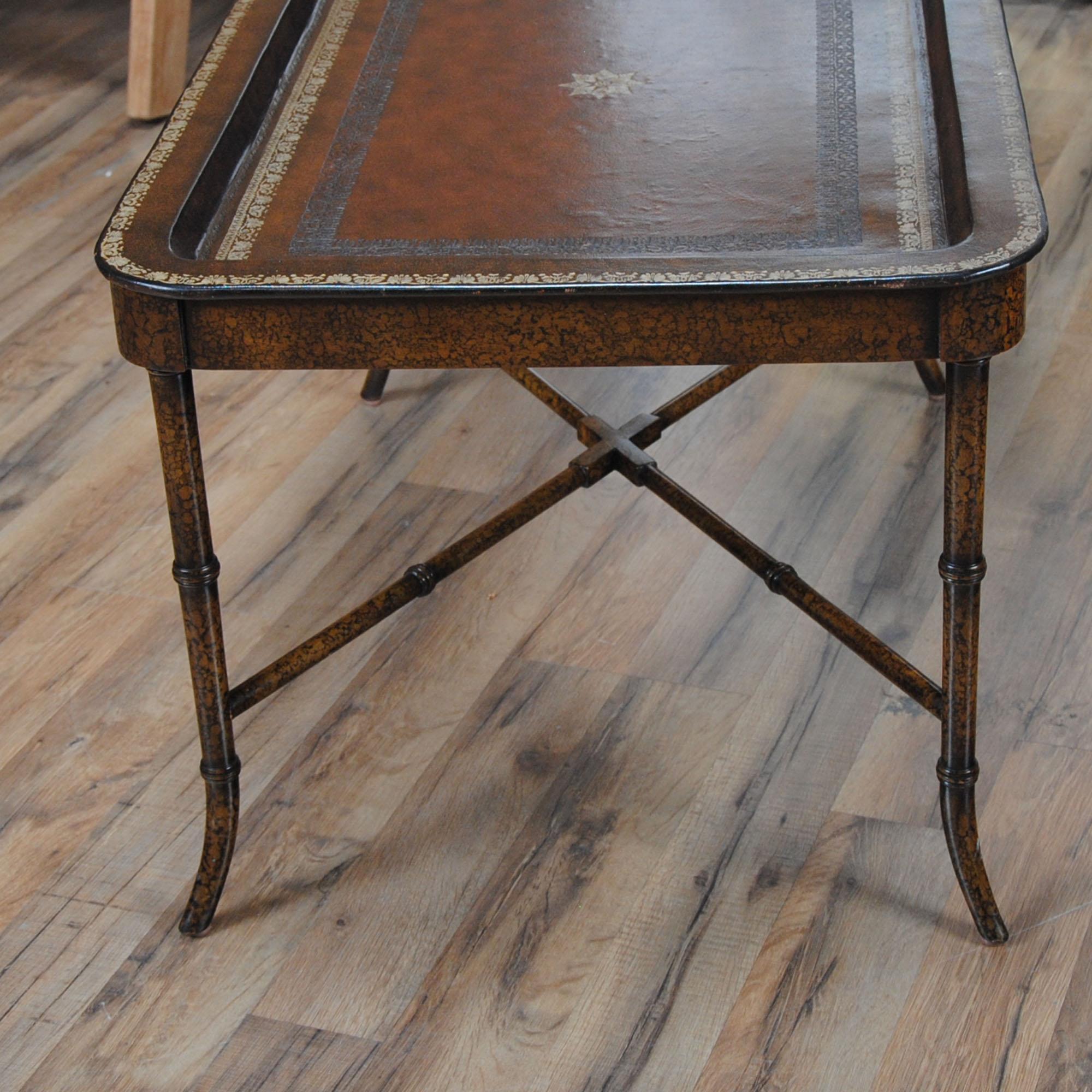 Maitland Smith Leather Top Serving Table 7