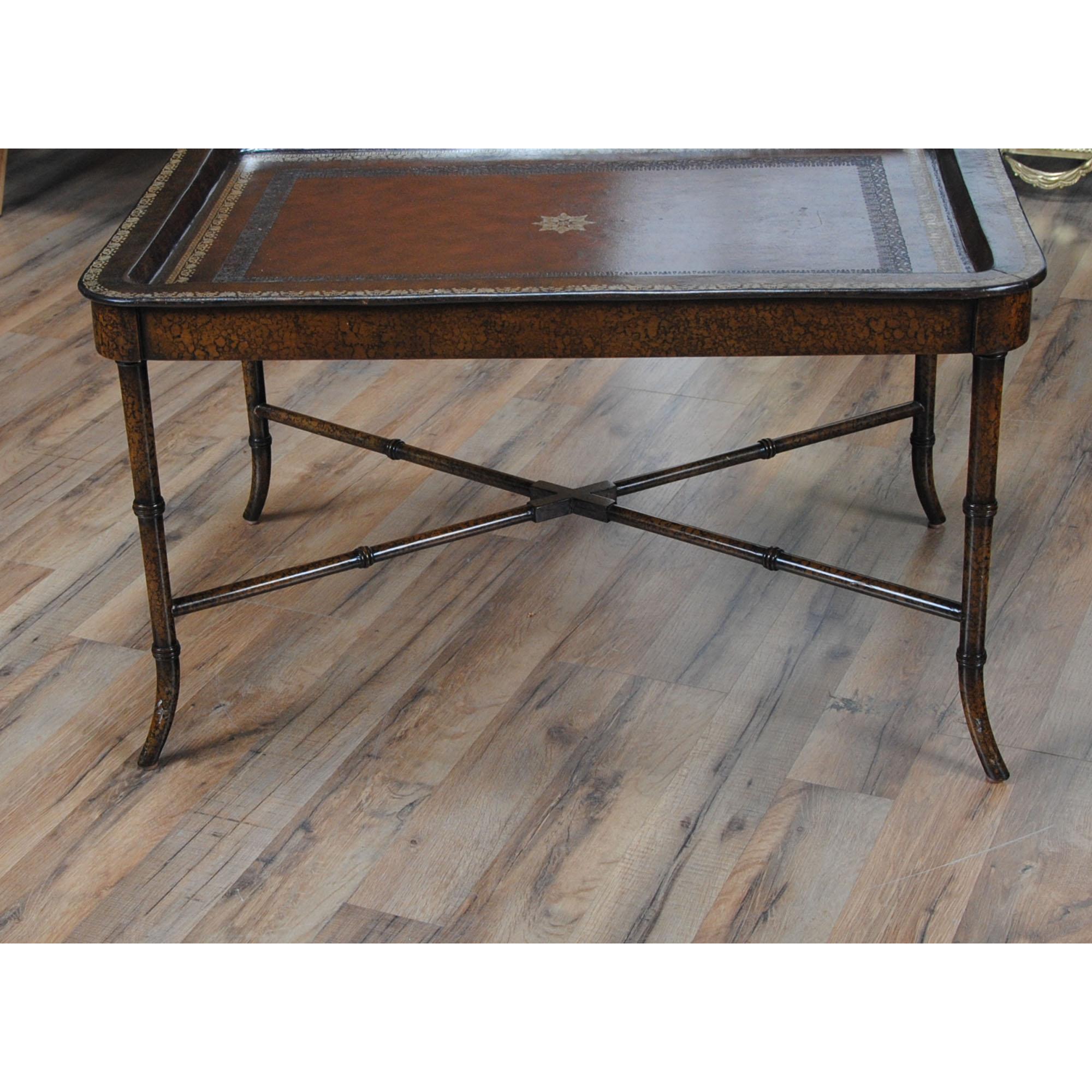 Maitland Smith Leather Top Serving Table 8