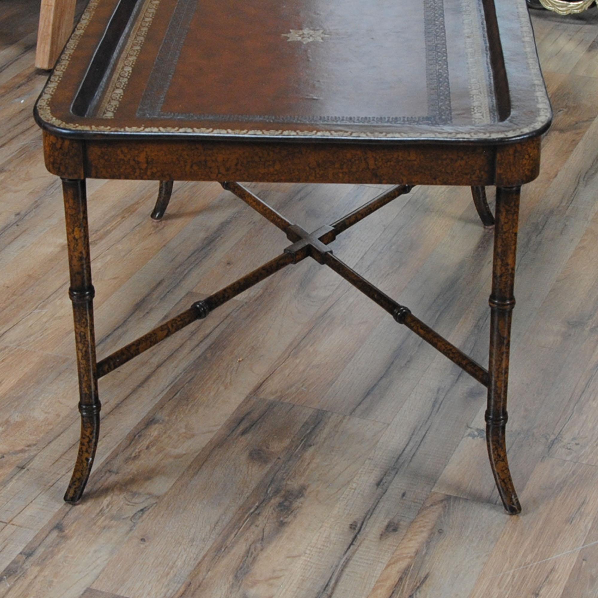 Maitland Smith Leather Top Serving Table 9