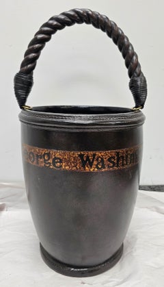 Maitland Smith Leather Wrapped and Twisted Handle George Washington Pail