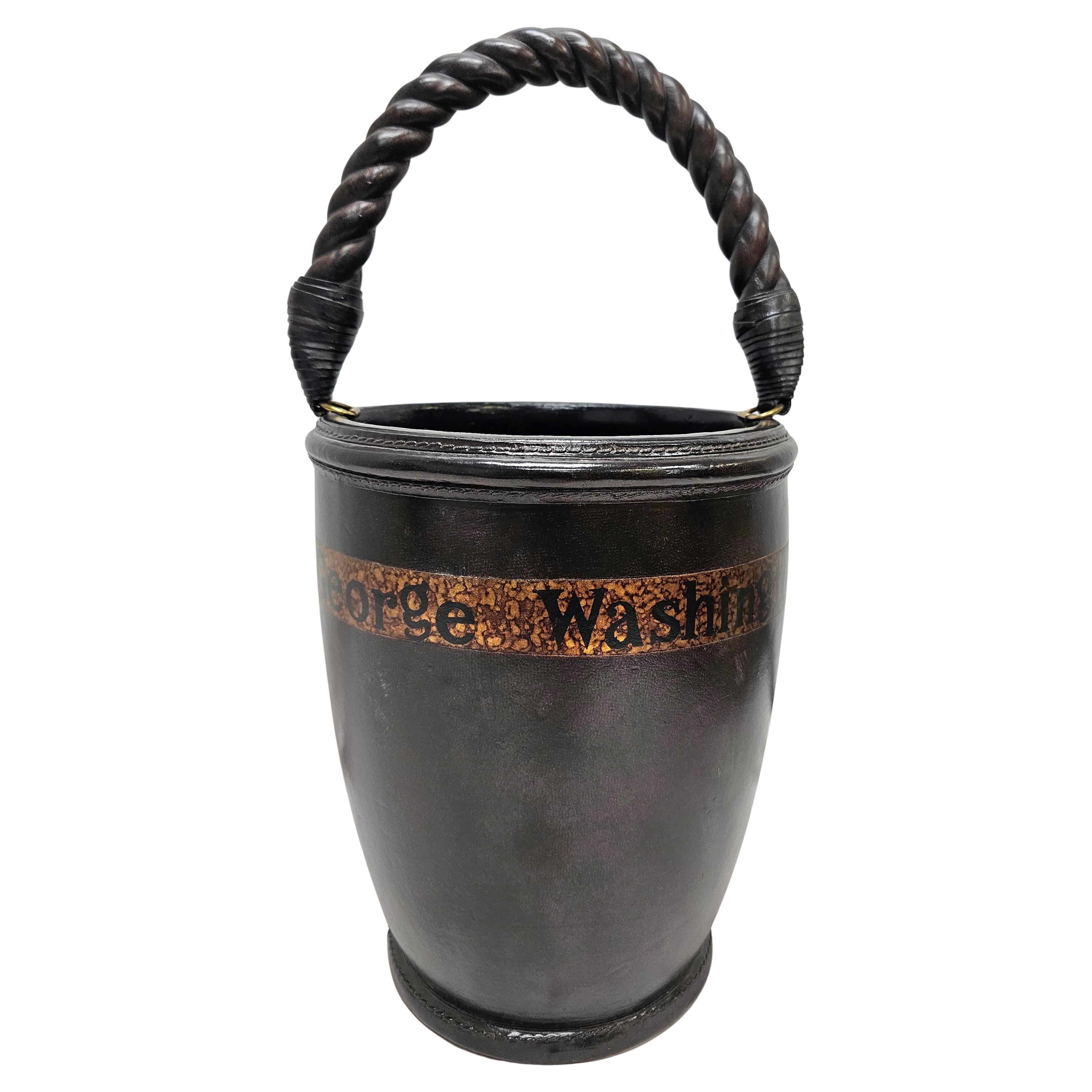 Maitland Smith Leather Wrapped and Twisted Handle George Washington Pail For Sale