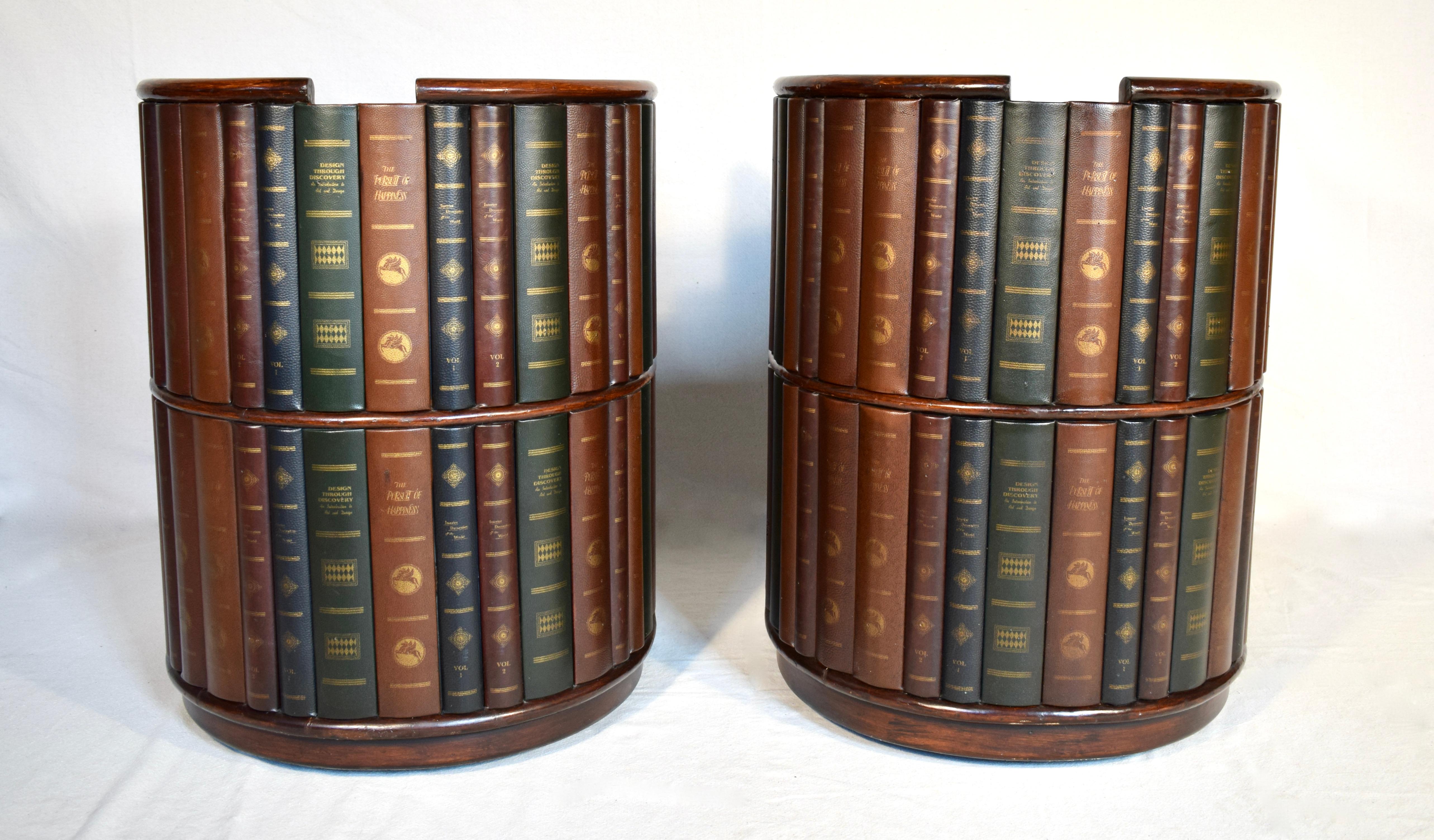 Leather Maitland Smith Library Books Barrel Chairs