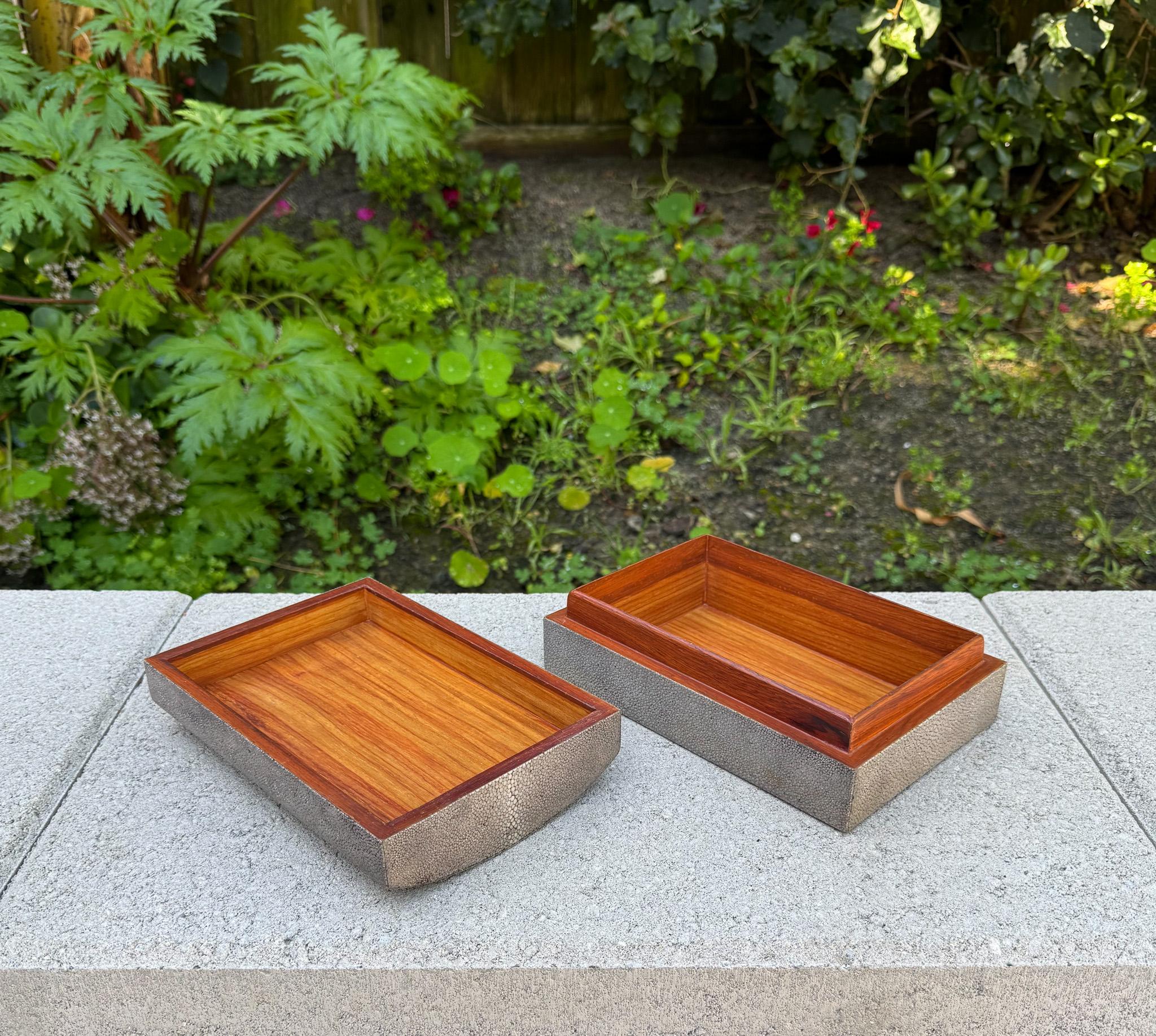Caja de piel de zapa con tapa Maitland Smith, c.1985 en venta 2