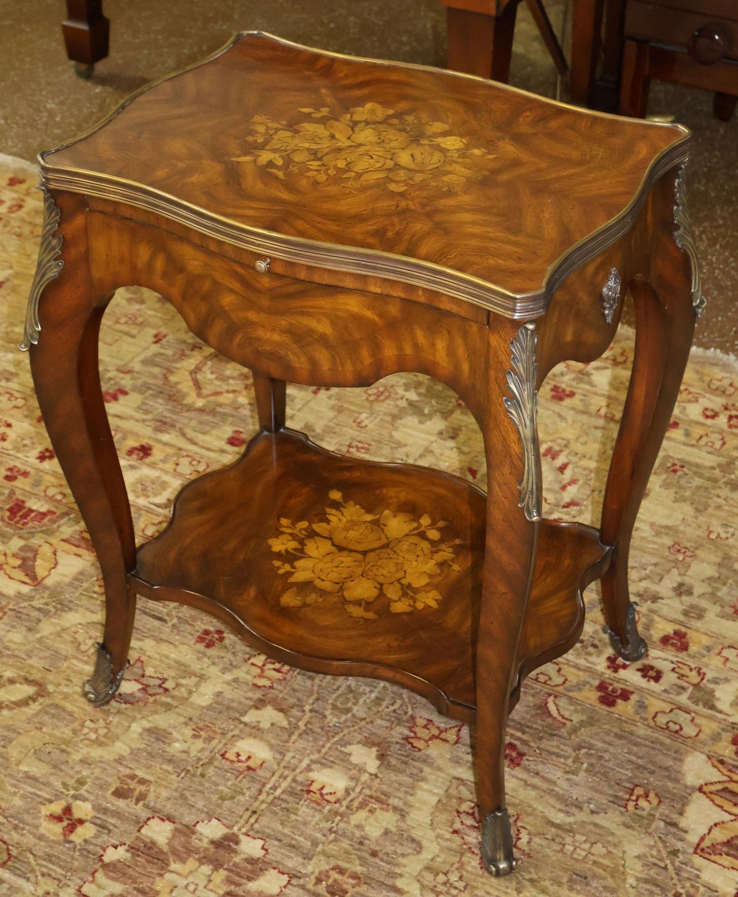Contemporary Maitland Smith Louis XV Style Mahogany Ormolu Mounted Cocktail End Table For Sale