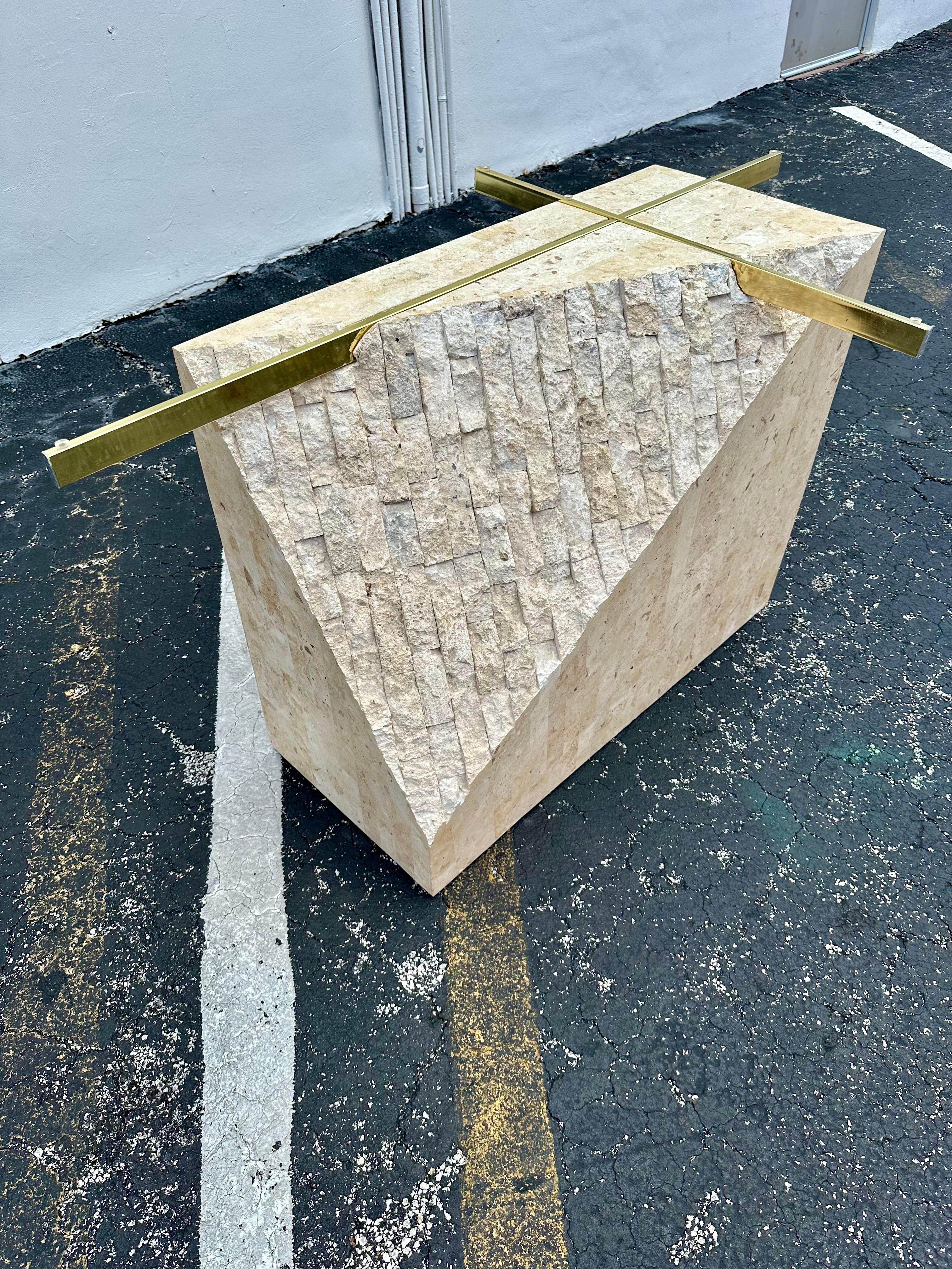 Table de salle à manger Maitland Smith Mactan en laiton tessellé des années 1980 en vente 4