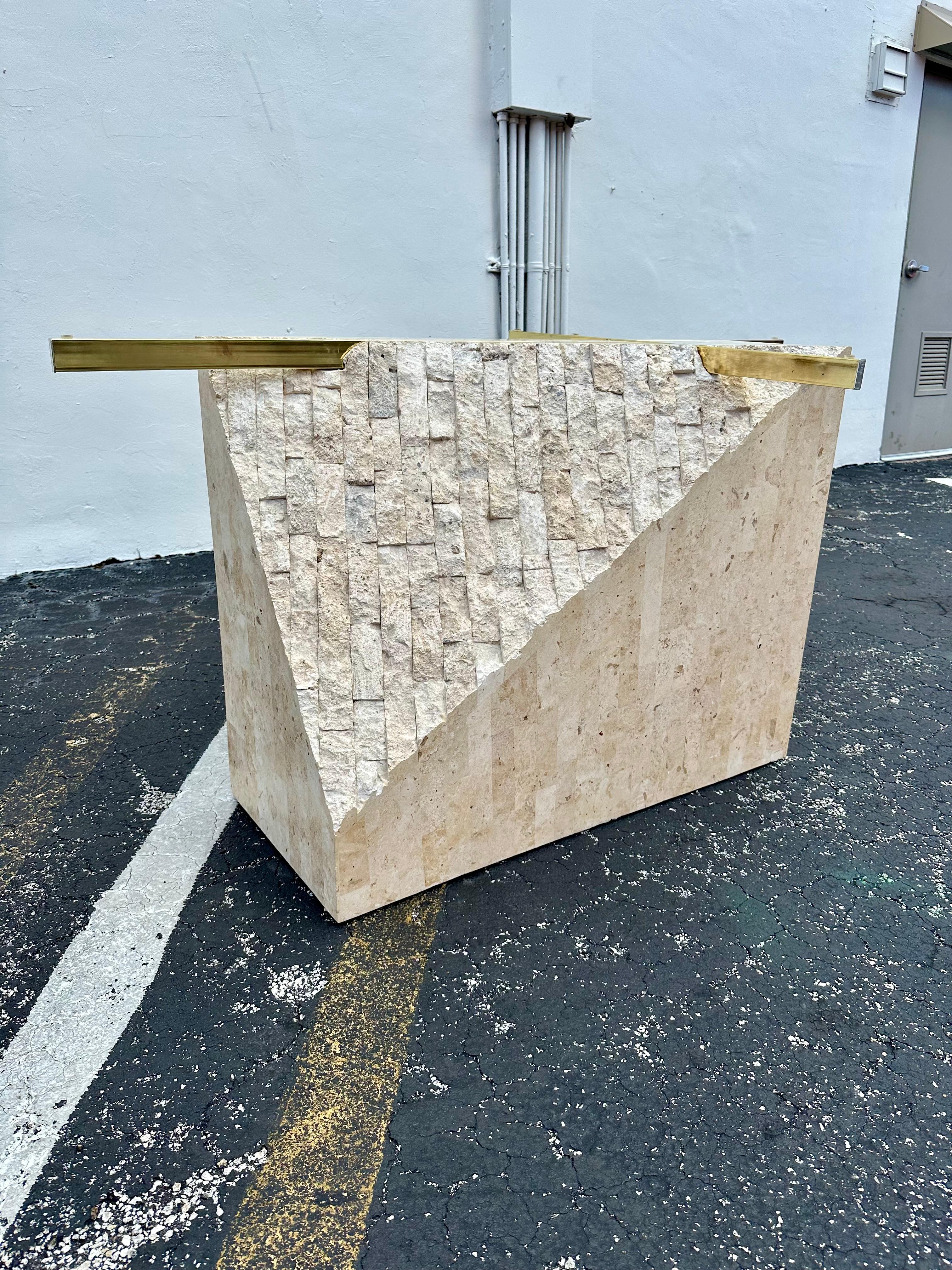 Table de salle à manger Maitland Smith Mactan en laiton tessellé des années 1980 en vente 5