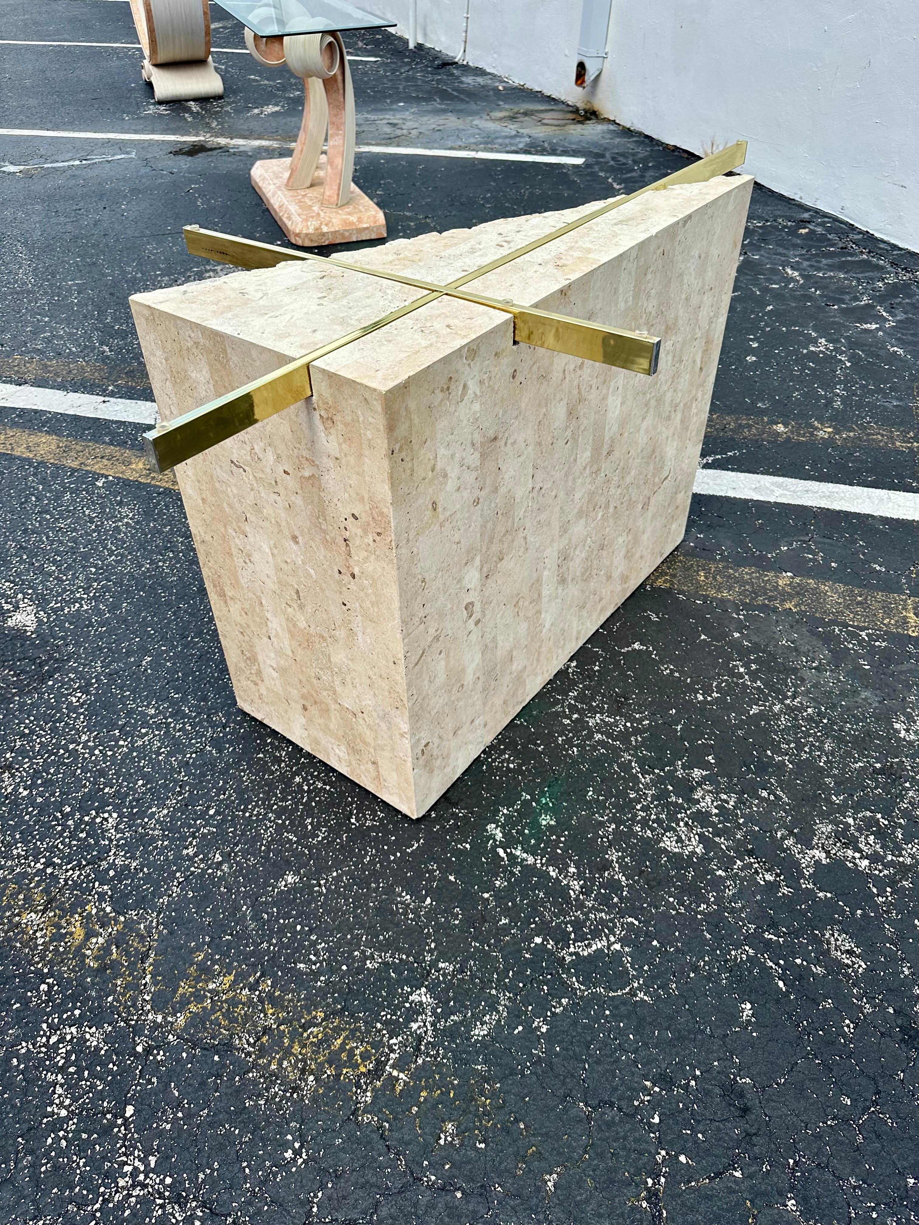 Table de salle à manger Maitland Smith Mactan en laiton tessellé des années 1980 en vente 7