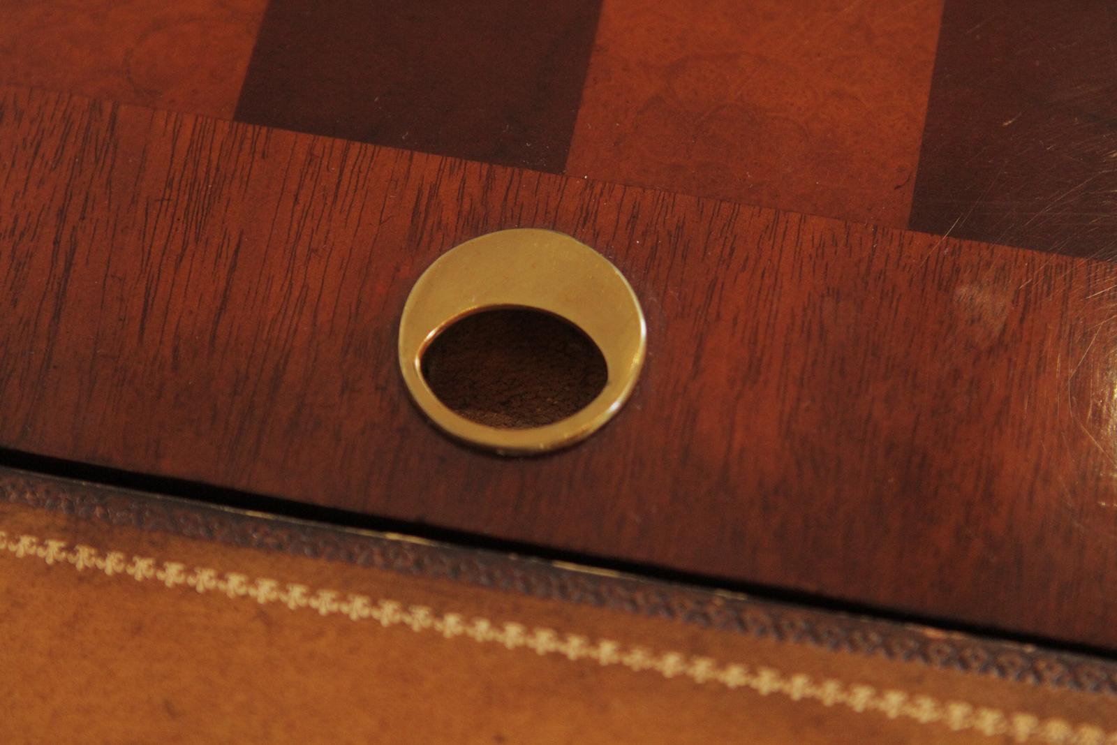 Maitland Smith Mahogany and Leather Game Table In Good Condition In Lambertville, NJ