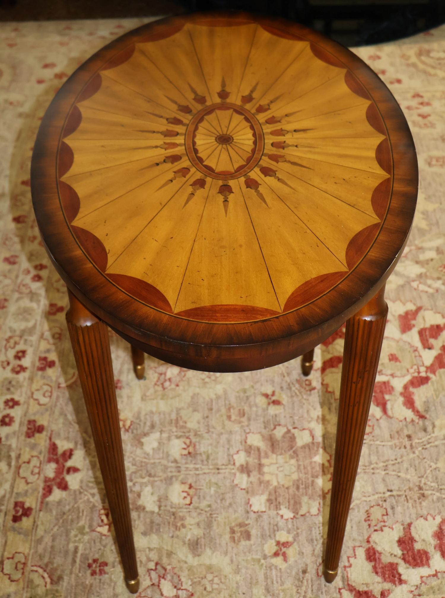 Contemporary Maitland Smith Mahogany And Satinwood Inlaid Regency Style Cocktail End Table For Sale