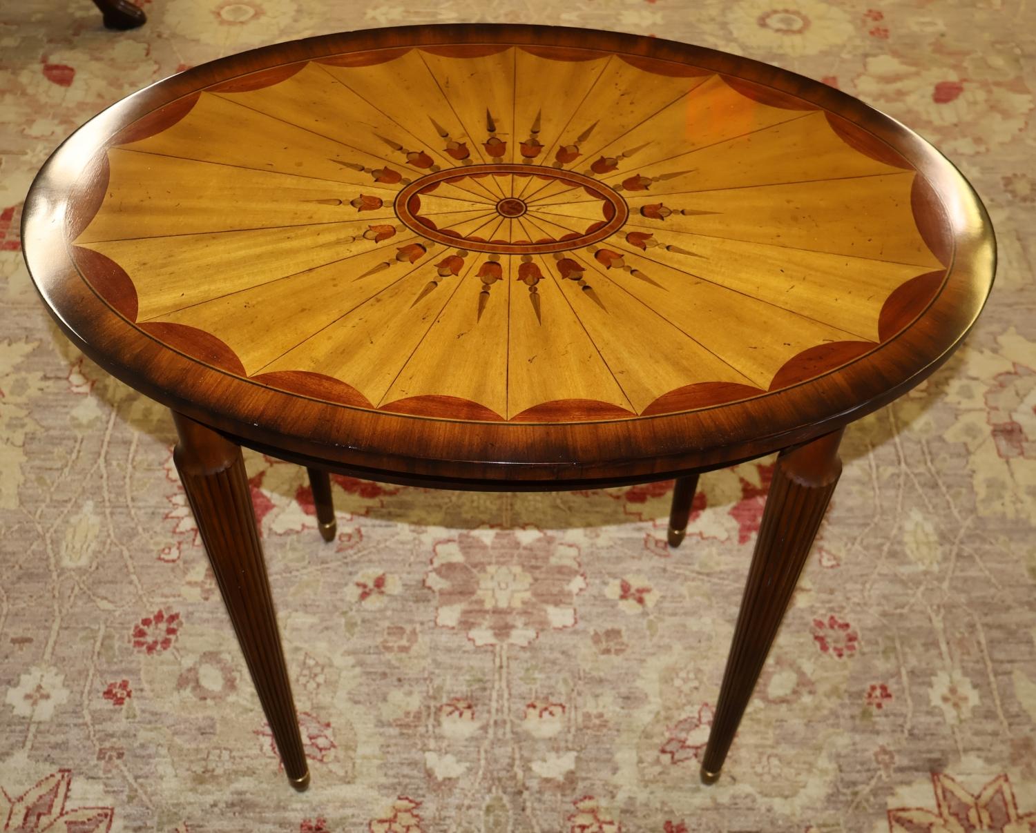 Maitland Smith Mahogany And Satinwood Inlaid Regency Style Cocktail End Table For Sale 1