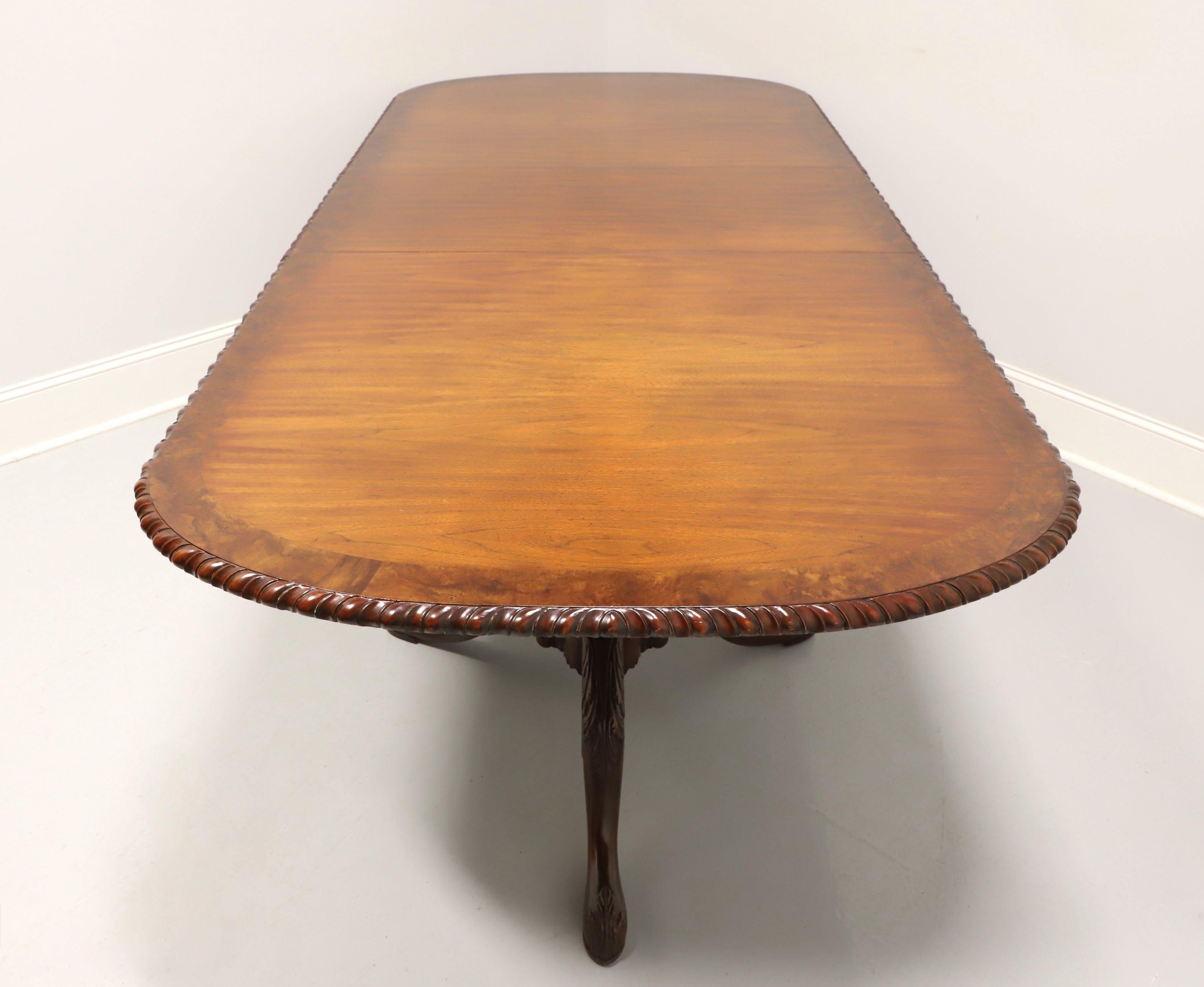 MAITLAND SMITH Walnut Burl Banded Gadroon Edge Double Pedestal Dining Table In Good Condition In Charlotte, NC