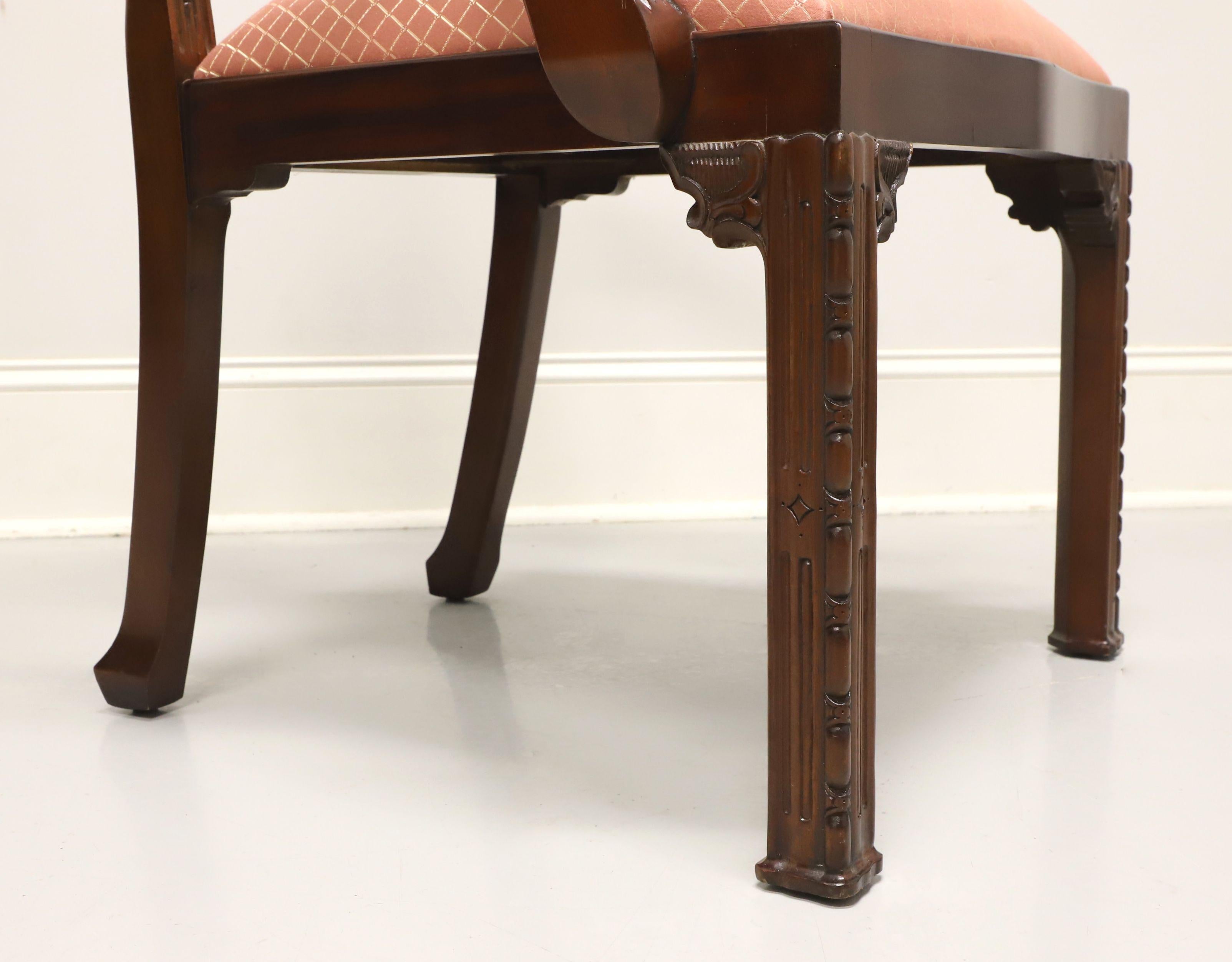 MAITLAND SMITH Mahogany Chinese Chippendale Fretwork Dining Armchairs - Pair 4