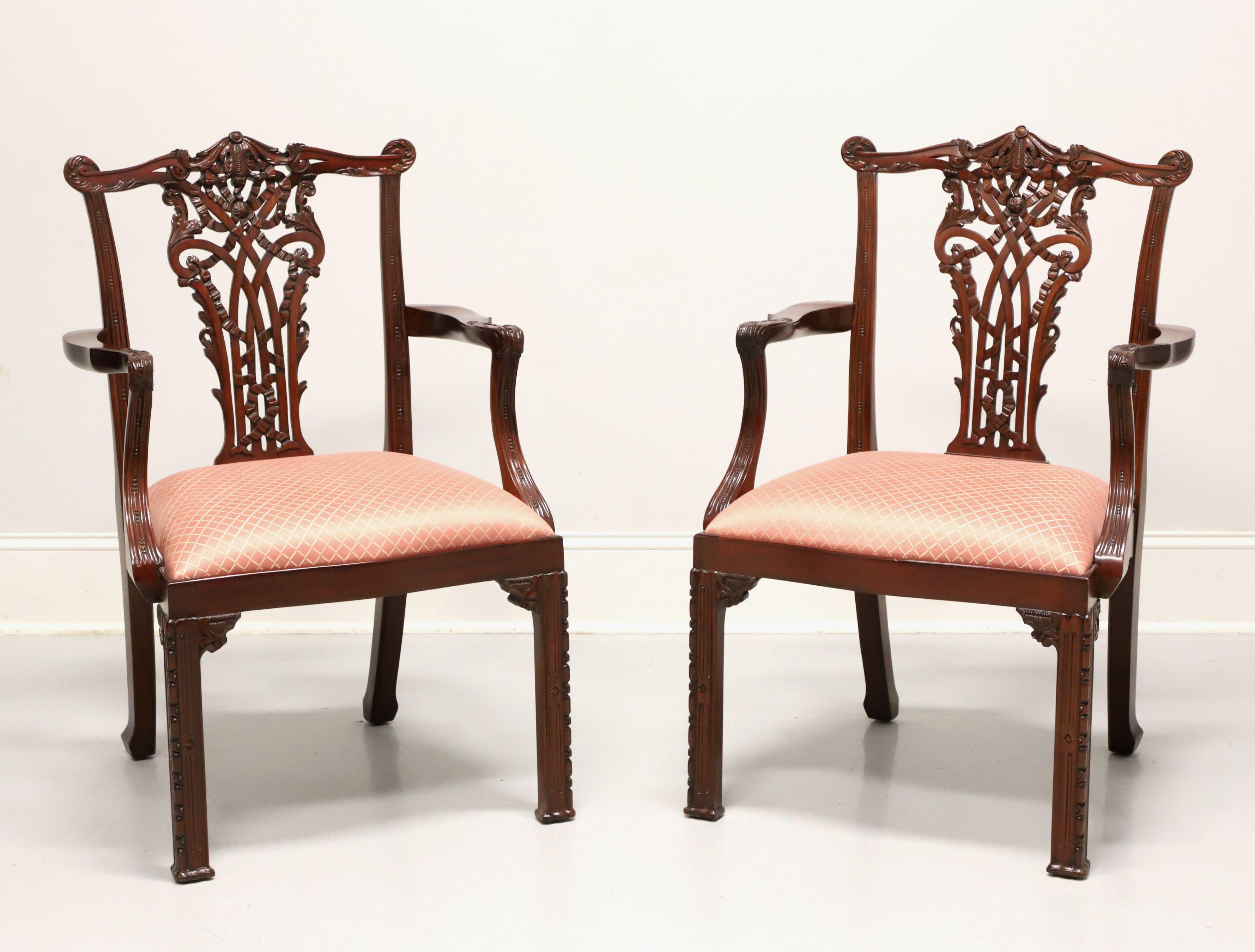 MAITLAND SMITH Mahogany Chinese Chippendale Fretwork Dining Armchairs - Pair 6