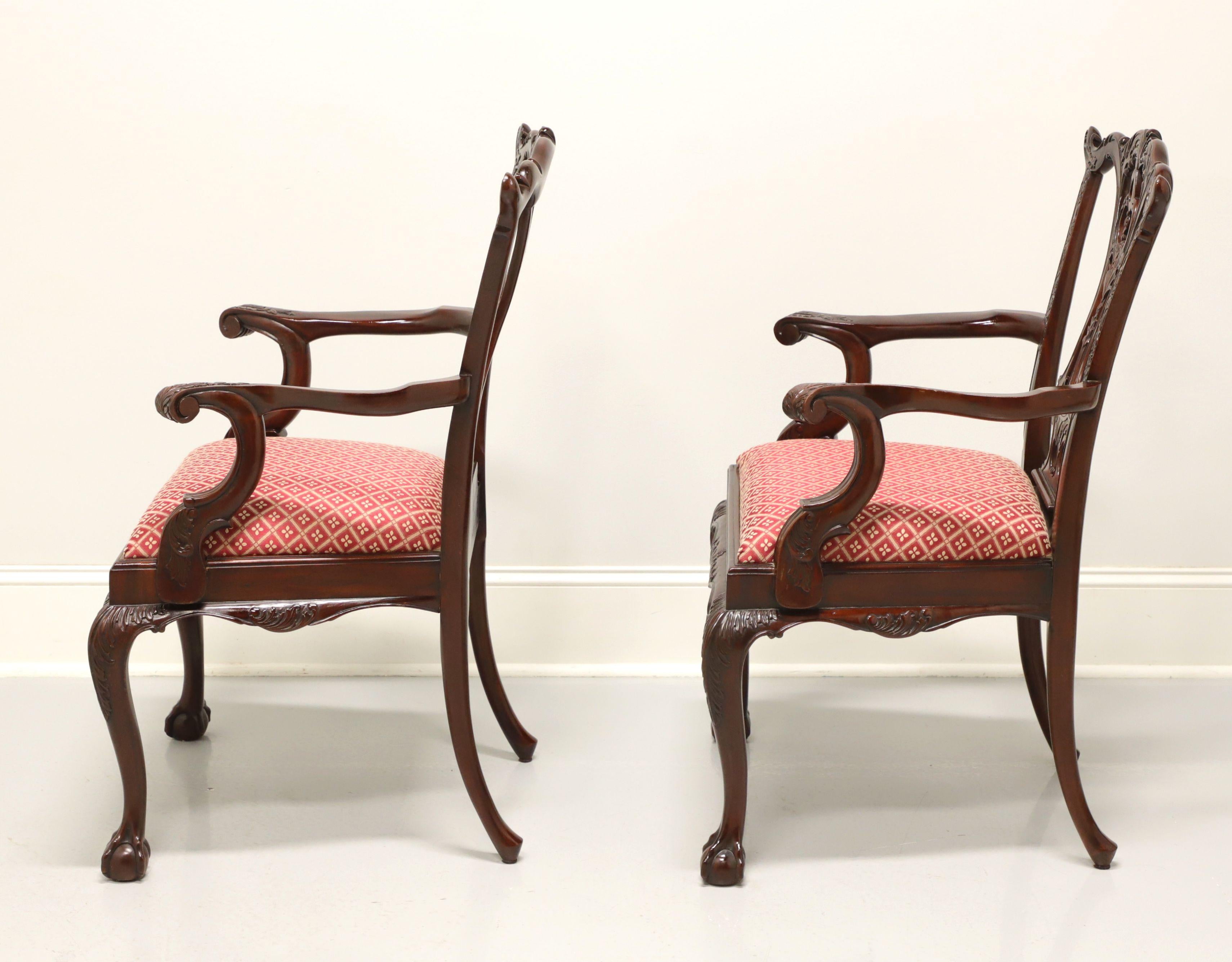 Fabric MAITLAND SMITH Mahogany Chippendale Ball in Claw Dining Armchairs - Pair