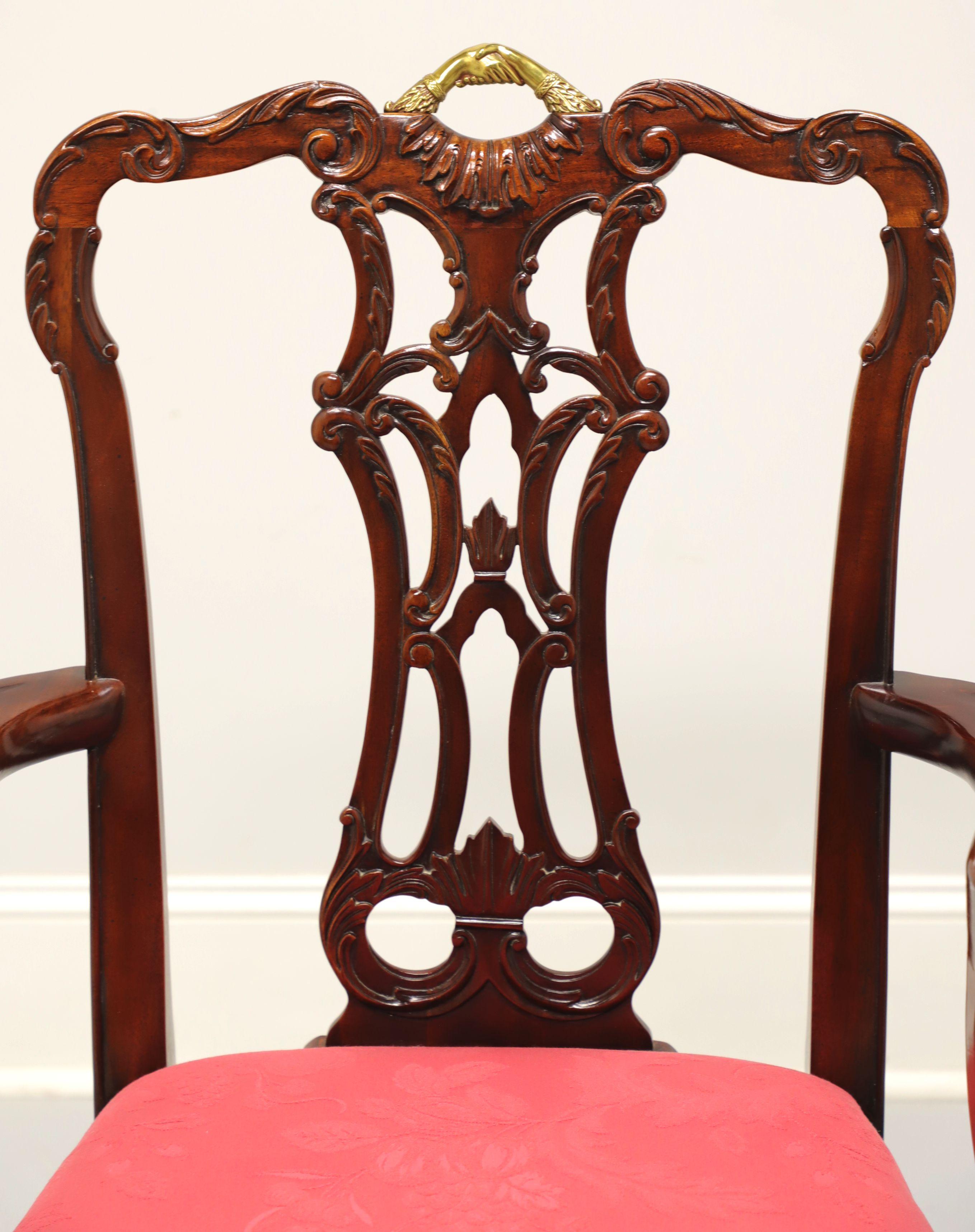 Fabric MAITLAND SMITH Solid Mahogany Chippendale Ball in Claw Dining Armchairs - Pair
