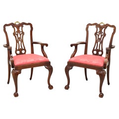 MAITLAND SMITH Solid Mahogany Chippendale Ball in Claw Dining Armchairs - Pair
