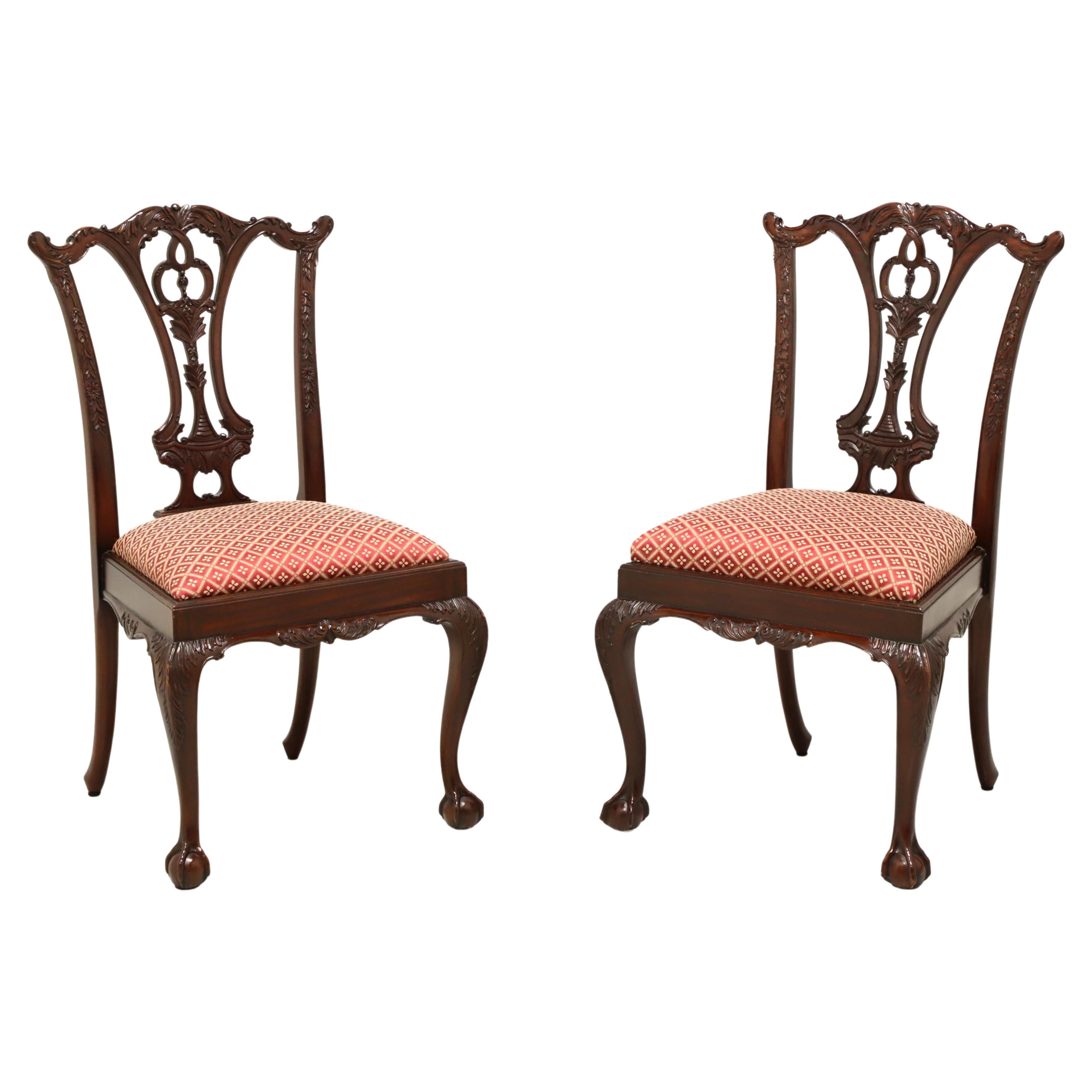 MAITLAND SMITH Mahogany Chippendale Ball in Claw Dining Side Chairs - Pair 