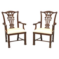 MAITLAND SMITH Mahogany Chippendale Fretwork Dining Armchairs - Pair