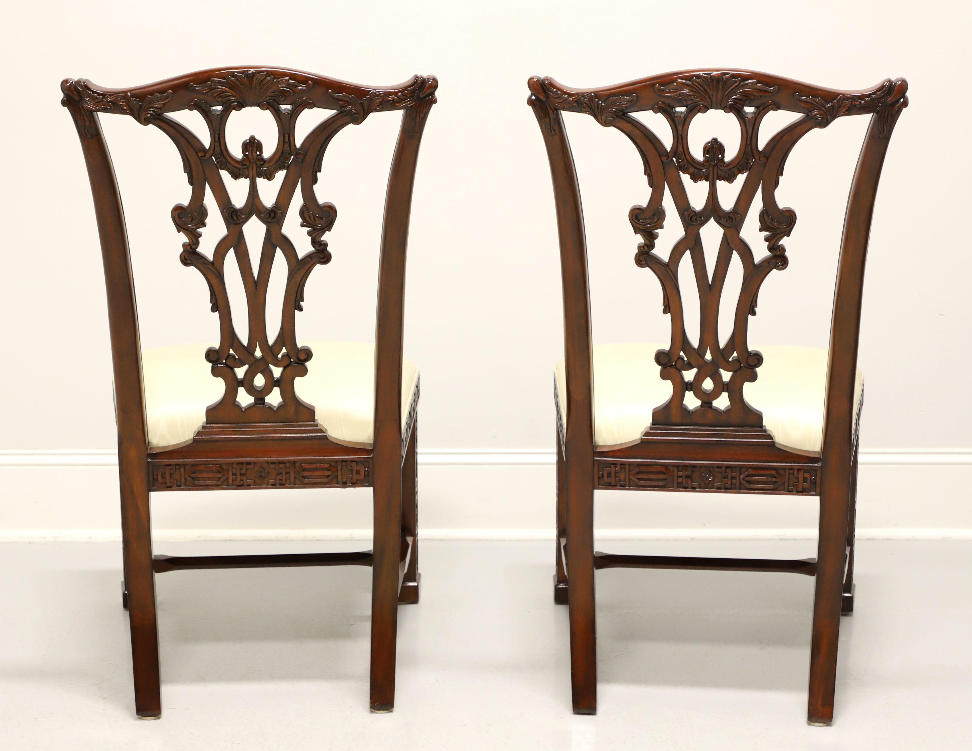 MAITLAND SMITH Mahogany Chippendale Fretwork Dining Side Chairs - Pair A In Good Condition In Charlotte, NC